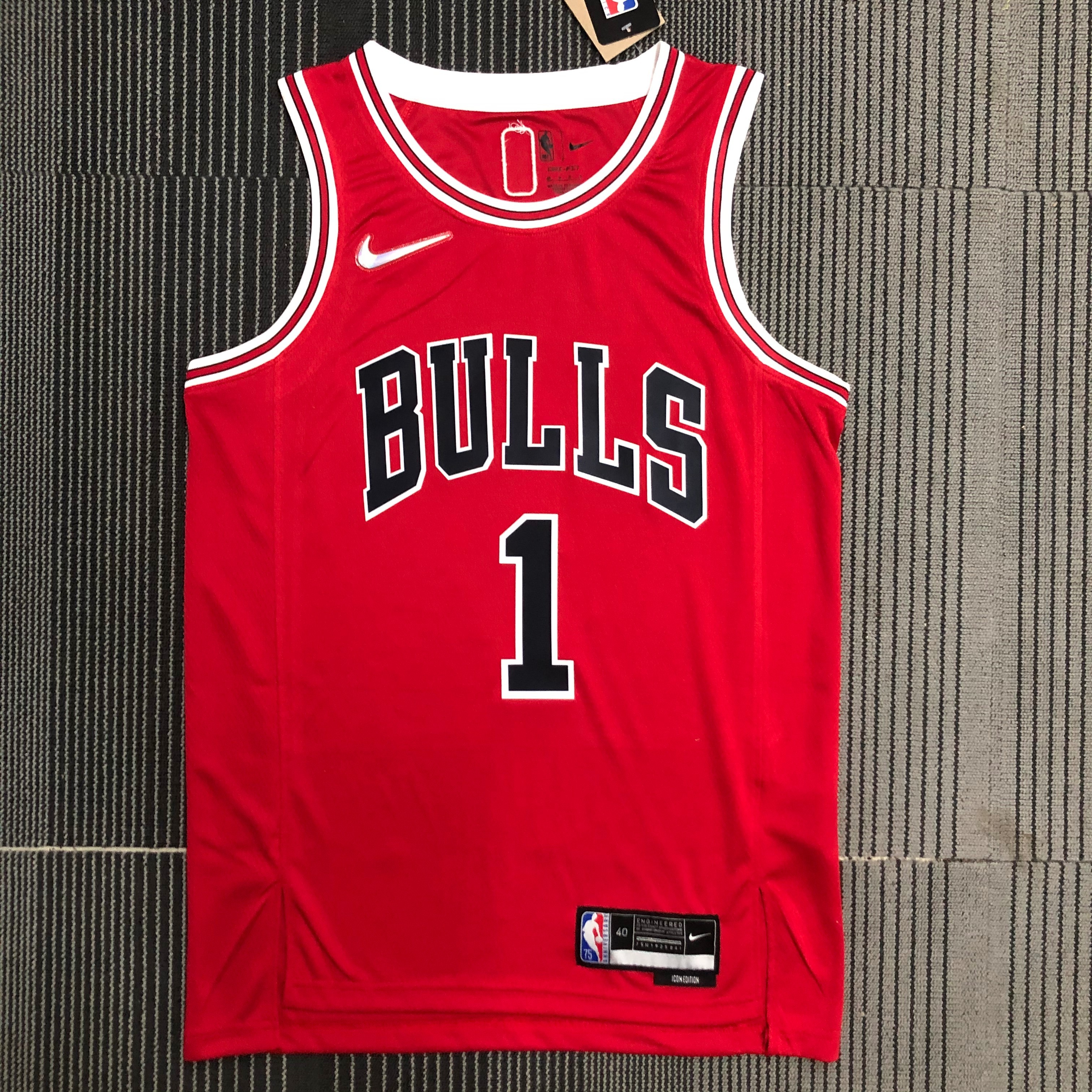 NBA Men 75th Anniversary Chicago Bulls Red #1 ROSE Jersey High Quality Name and Number Print - leoleo123123