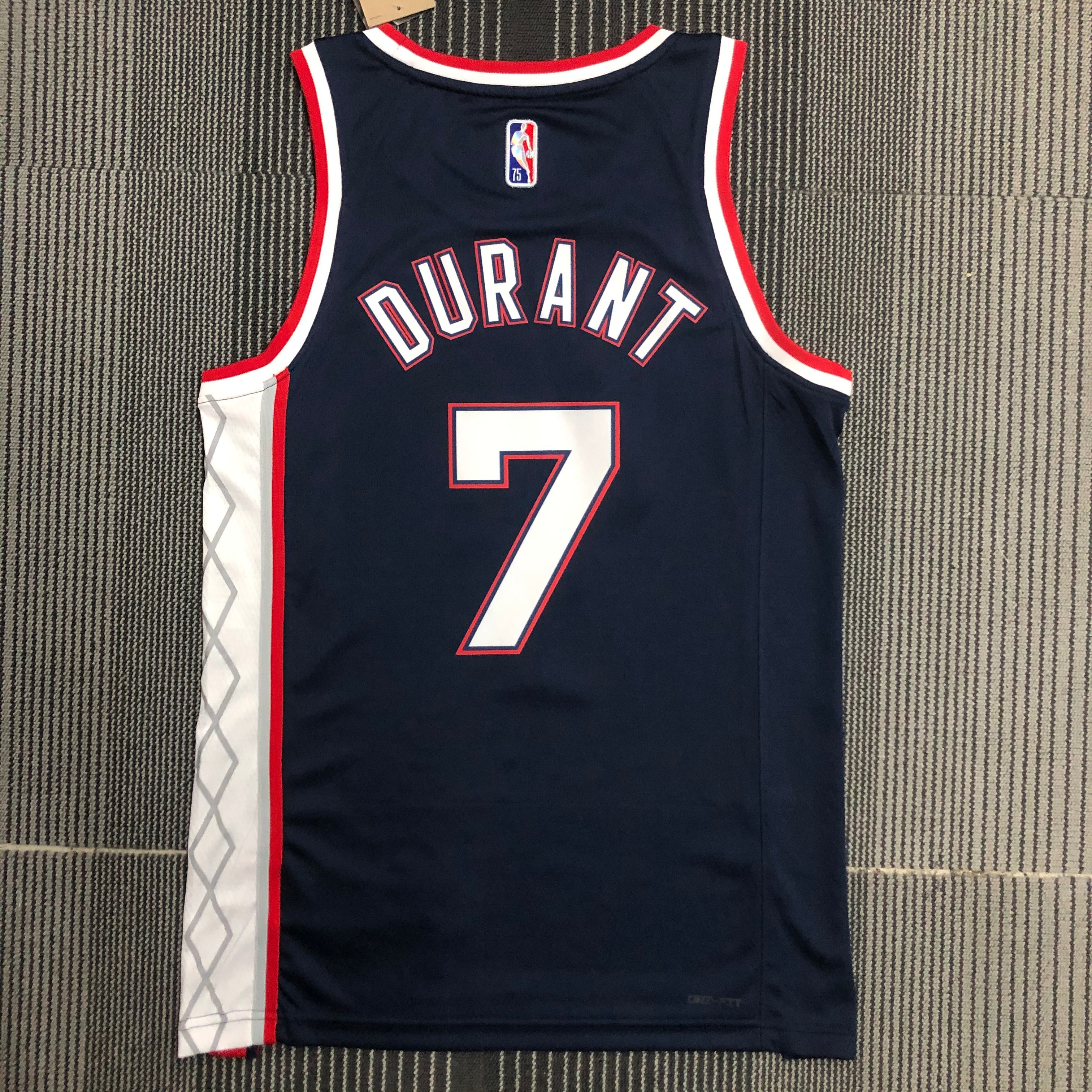 NBA Season 2022 75th Anniversary Brooklyn Nets Black #7 DURANT Jersey High Quality Name and Number Print - leoleo123123