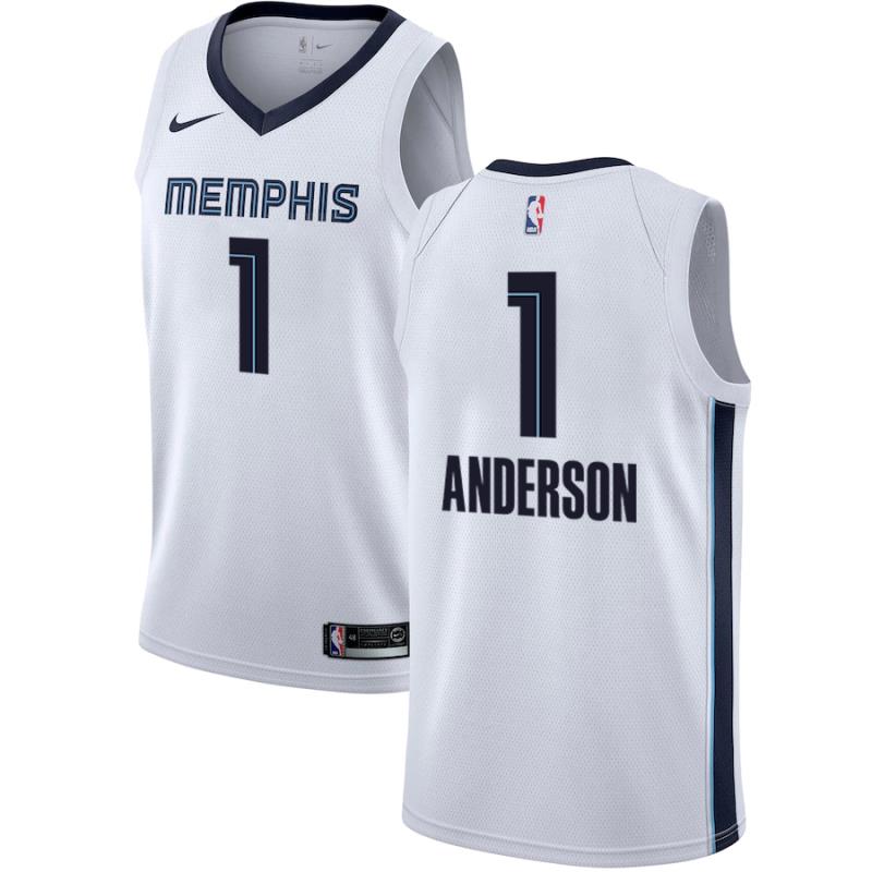 NBA Men Memphis Grizzlies White #1 ANDERSON Jersey High Quality Name and Number Print - leoleo123123
