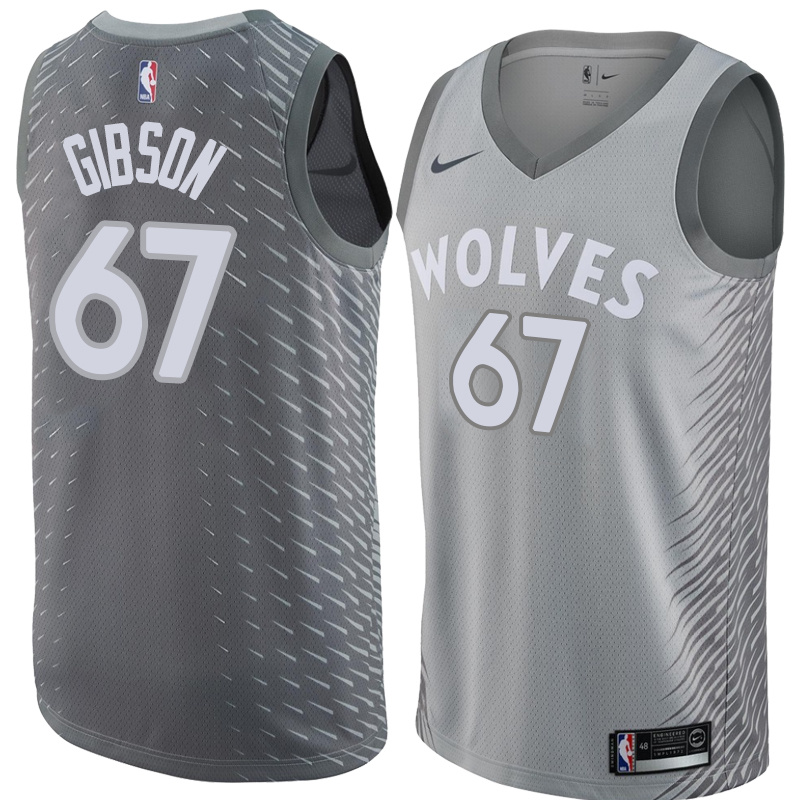 NBA Men Minnesota Timberwolves Grey City #67 GIBSON Jersey High Quality Name and Number Print - leoleo123123