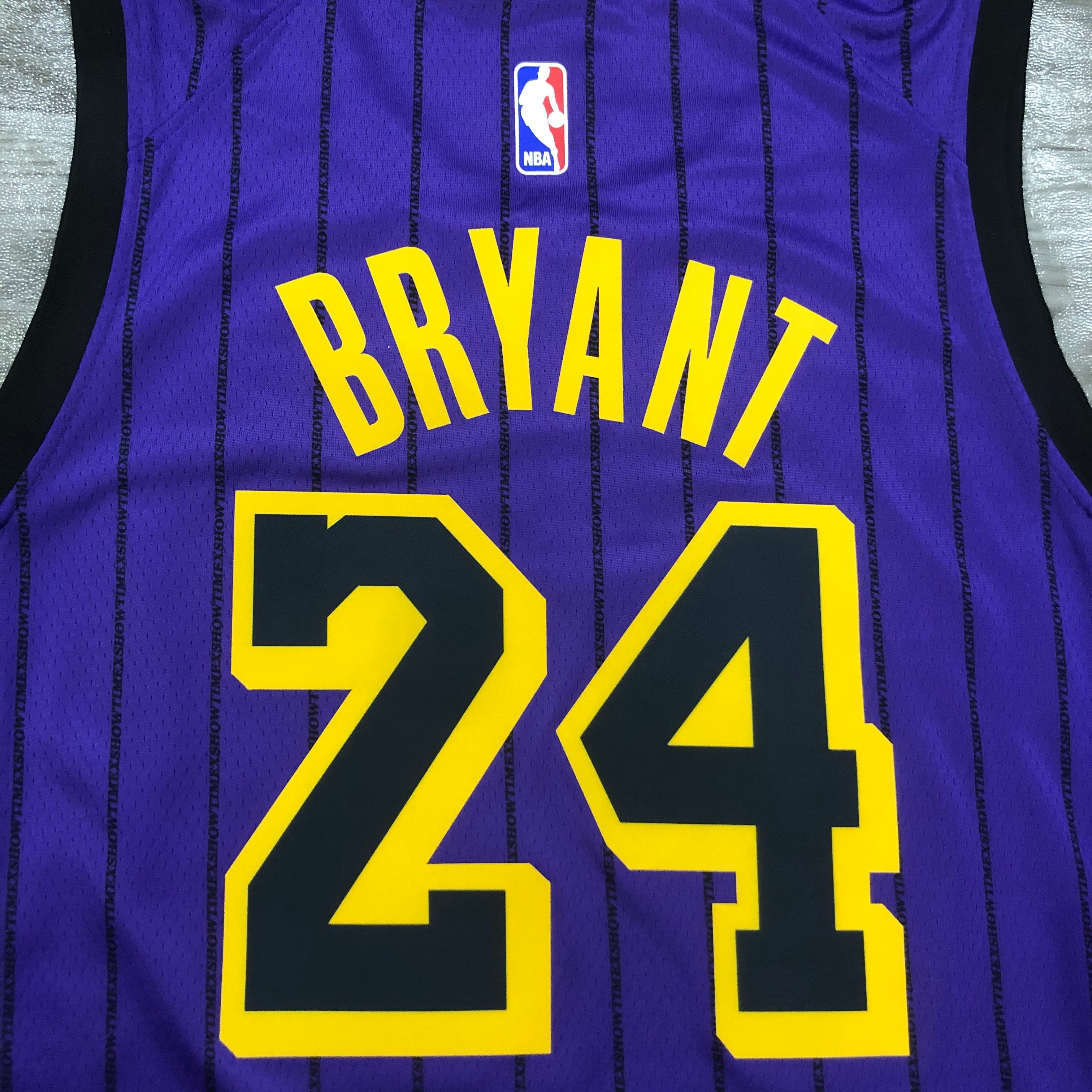 NBA Men Los Angeles Lakers Retro Purple with Black Lines #24 BRYANT Round Neck Jersey High Quality Name and Number Print - leoleo123123