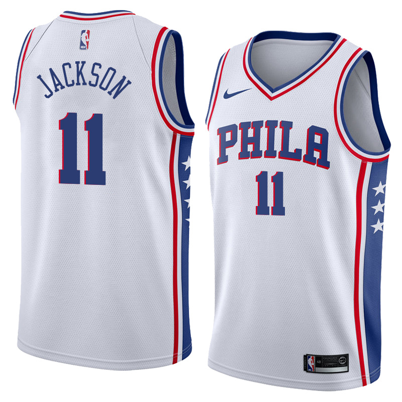 NBA Men Philadelphia 76ers White #11 JACKSON Jersey High Quality Name and Number Print - leoleo123123