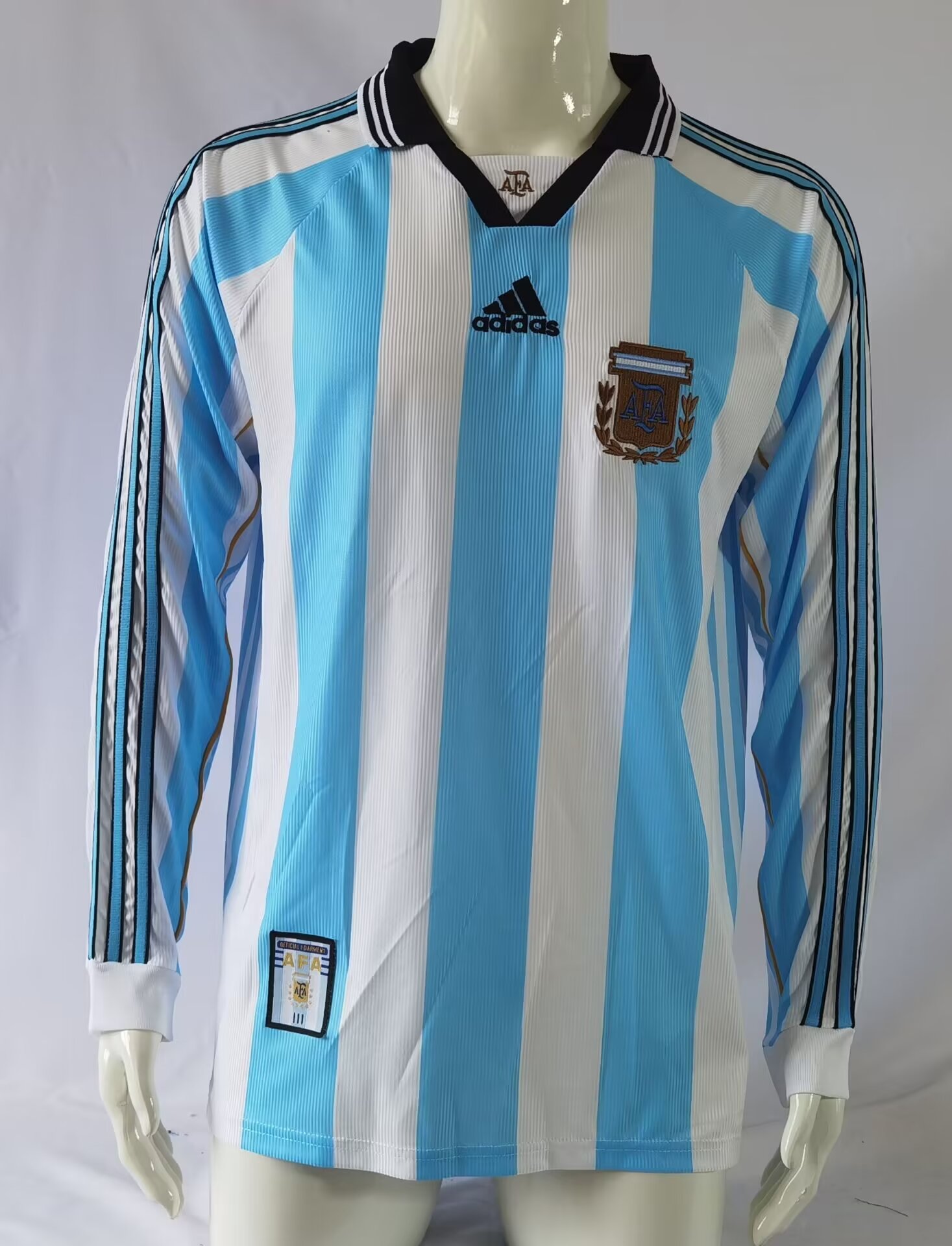 1998 Argentina Home Retro Jersey Long Sleeve Fans Version - leoleo123123