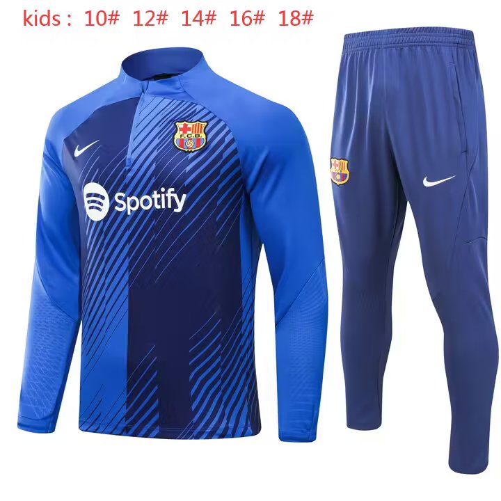 23/24 Barcelona Kids Blue Sweater Tracksuit Thai Quality - leoleo123123