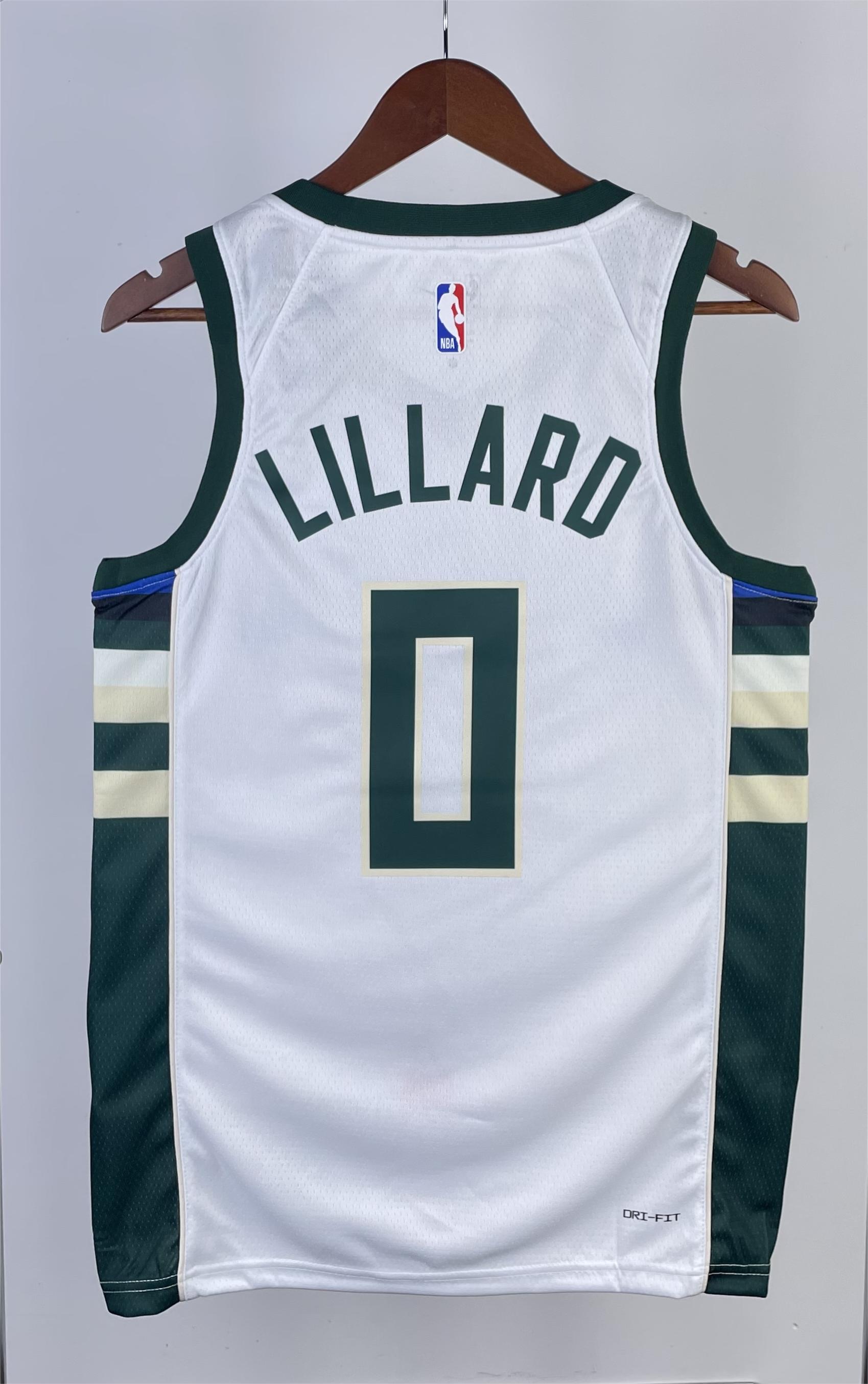 NBA Men 2023 Milwaukee Bucks White #0 LILLARD Jersey High Quality Name and Number Print - leoleo123123