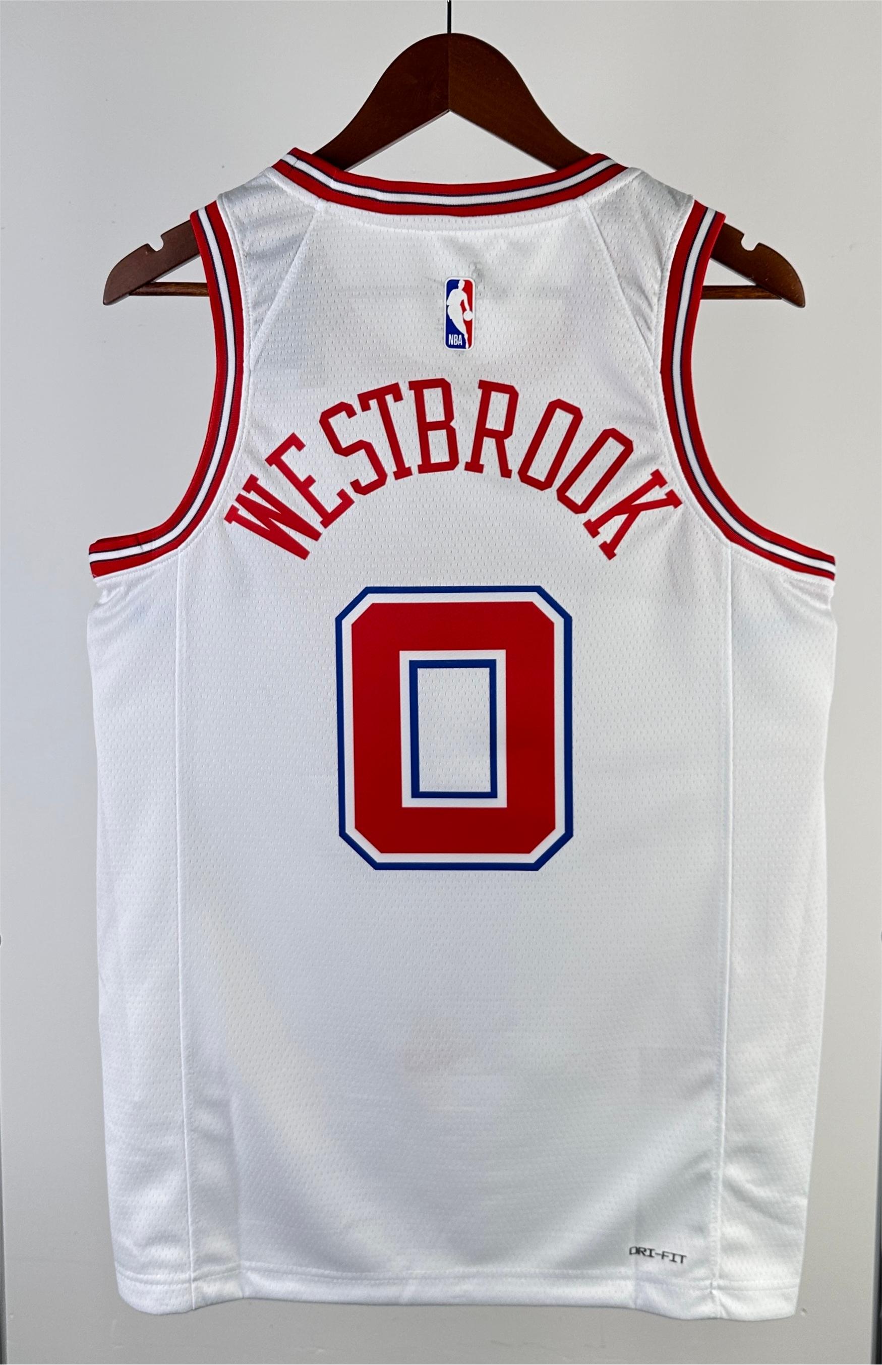 NBA Men Season 2024 Houston Rockets White City Edition #0 WESTBROOK Jersey High Quality Name and Number Print - leoleo123123