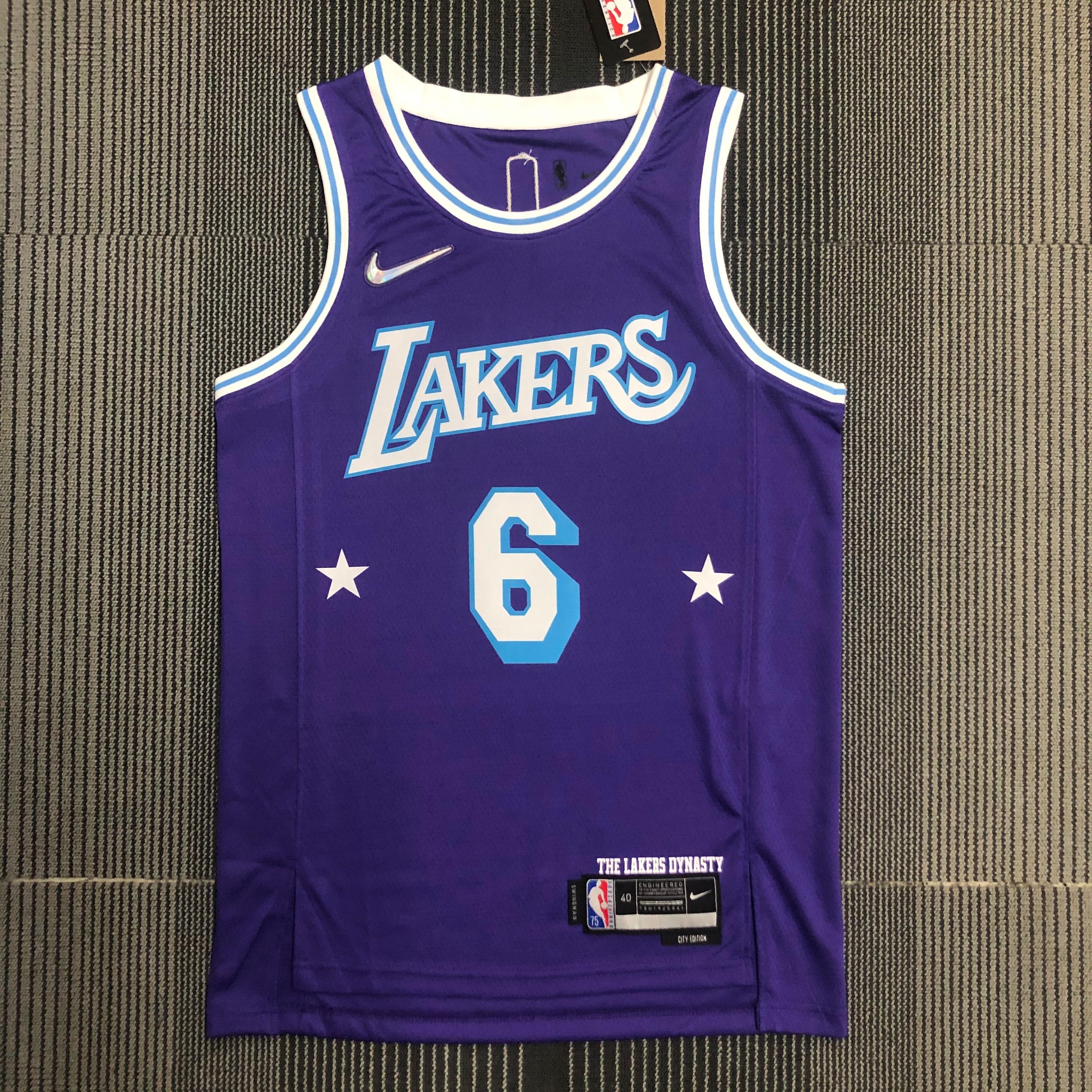 NBA Season 2022 75th Anniversary Los Angeles Lakers Purple Round Neck #6 JAMES Jersey High Quality Name and Number Print - leoleo123123