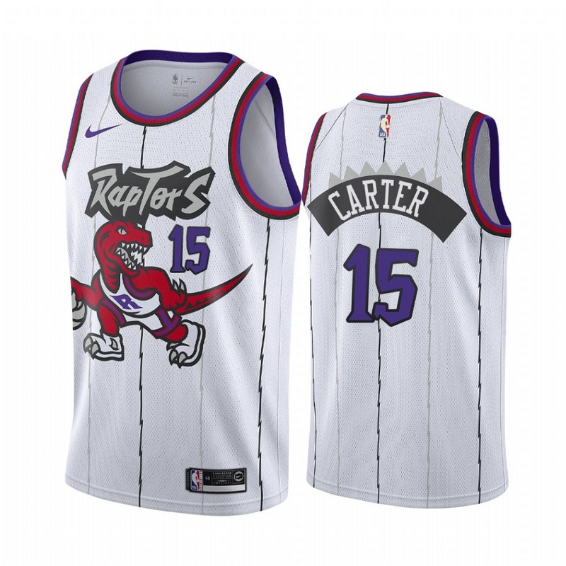NBA Men Toronto Raptors Classical White #15 CARTER Jersey with Drangon High Quality Name and Number Print - leoleo123123