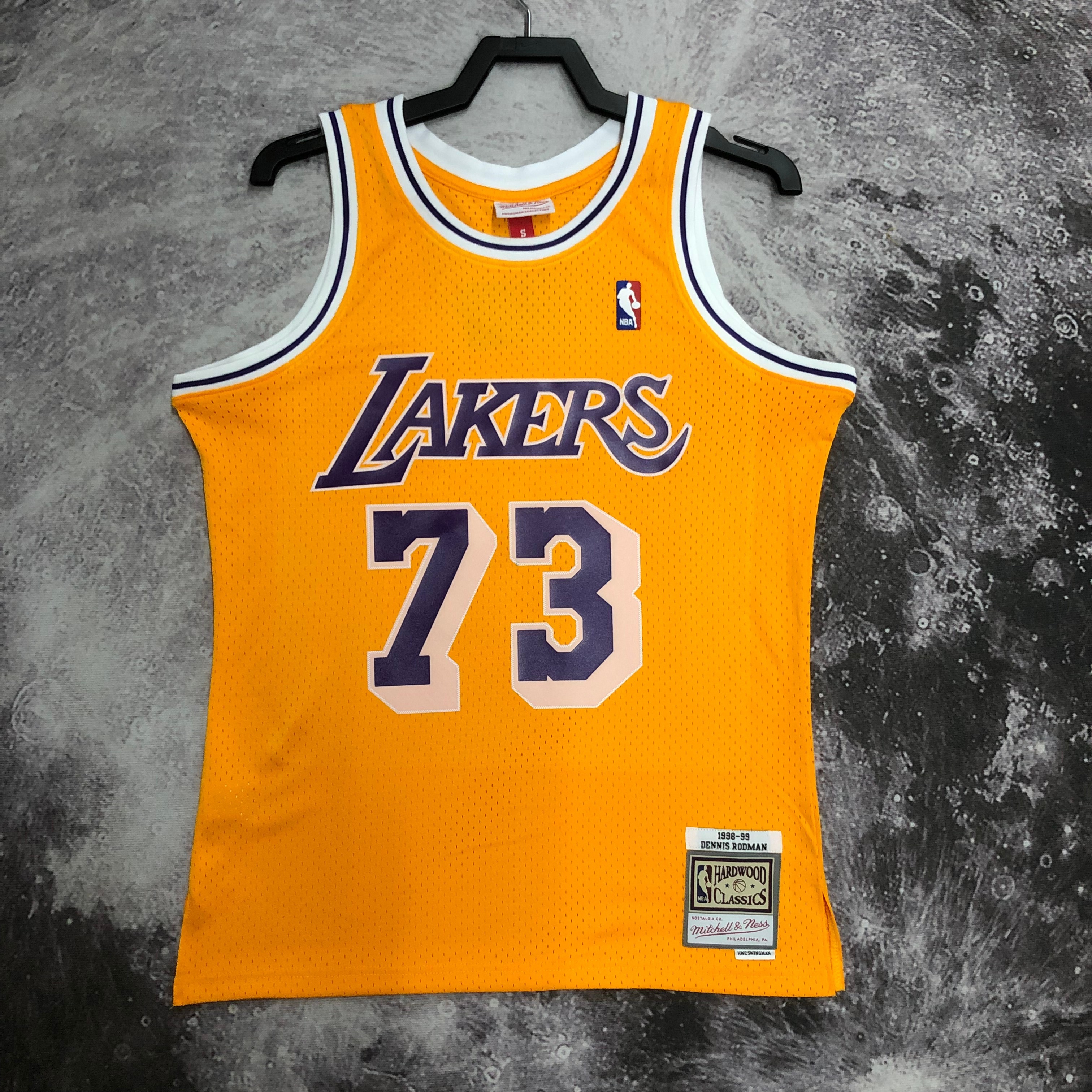 NBA Men Season 98-99 Los Angeles Lakers Yellow #73 RODMAN Jersey High Quality Name and Number Print - leoleo123123