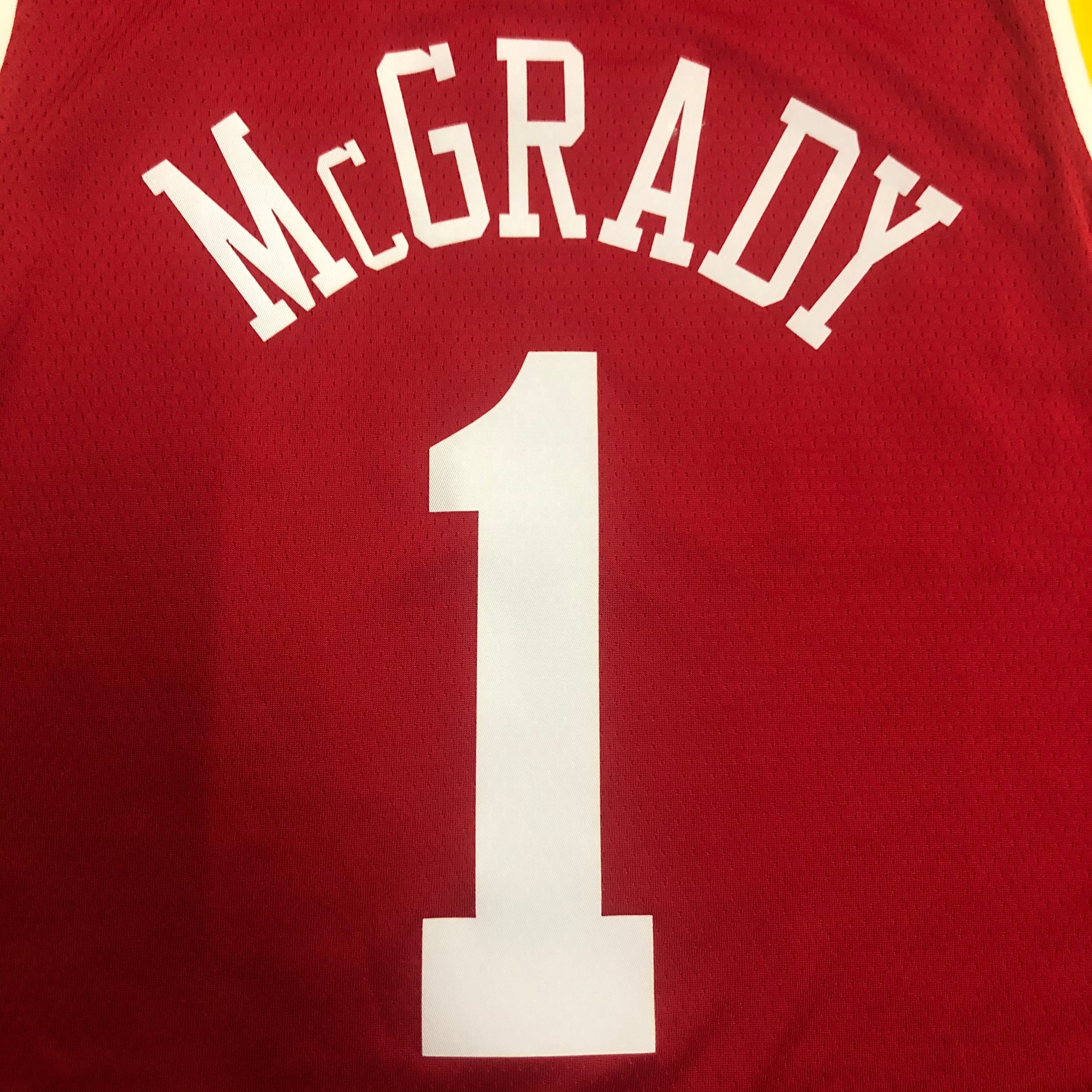 NBA Men Houston Rockets Red with Yellow Lines #1 MCGRADY Jersey High Quality Name and Number Print - leoleo123123