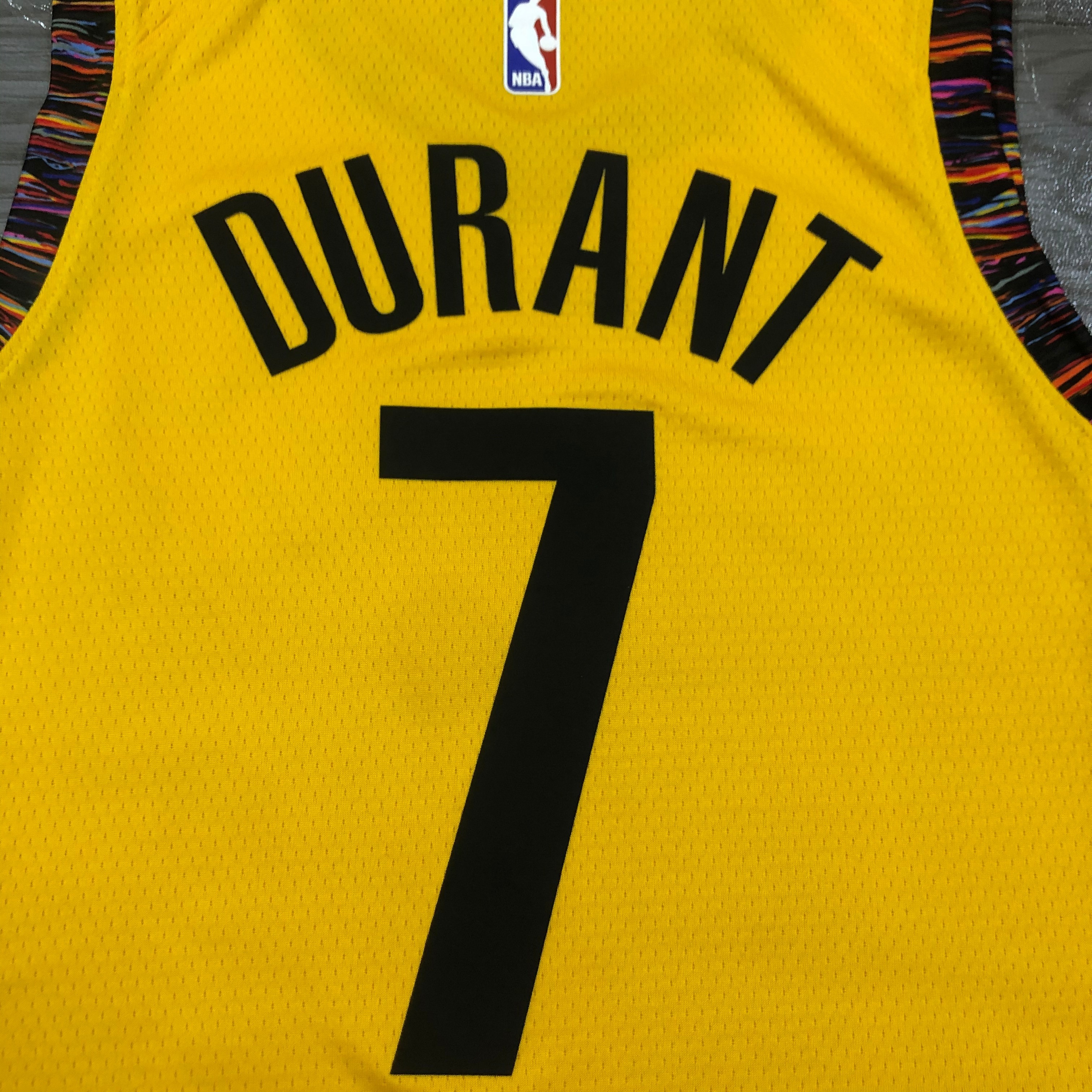 NBA Men Brooklyn Nets Yellow #7 DURANT Jersey High Quality Name and Number Print - leoleo123123