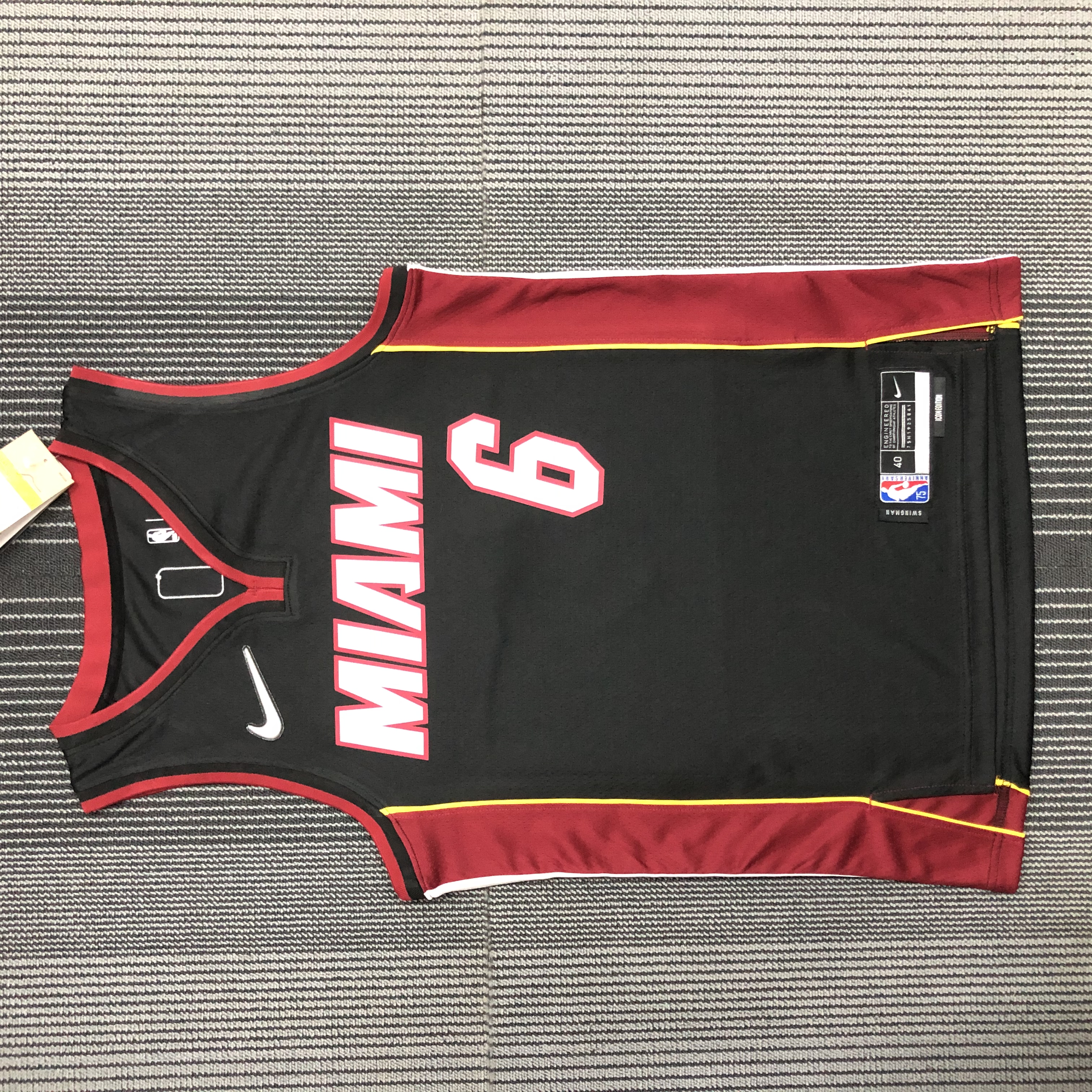 NBA Men 75th Anniversary Miami Heat Black #6 JAMES Jersey High Quality Name and Number Print - leoleo123123