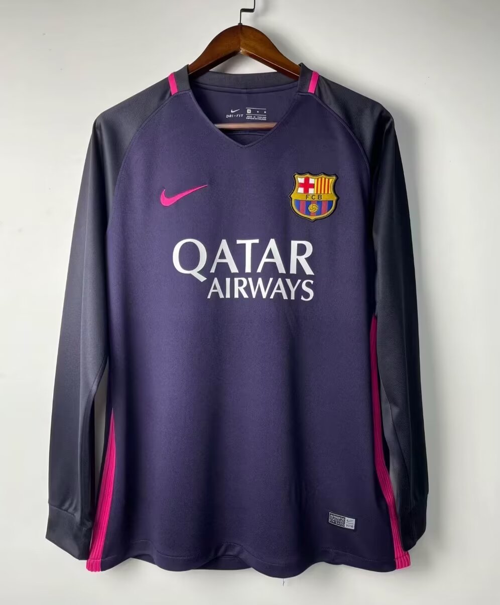 16/17 Barcelona Away Retro Jersey Long Sleeve - leoleo123123