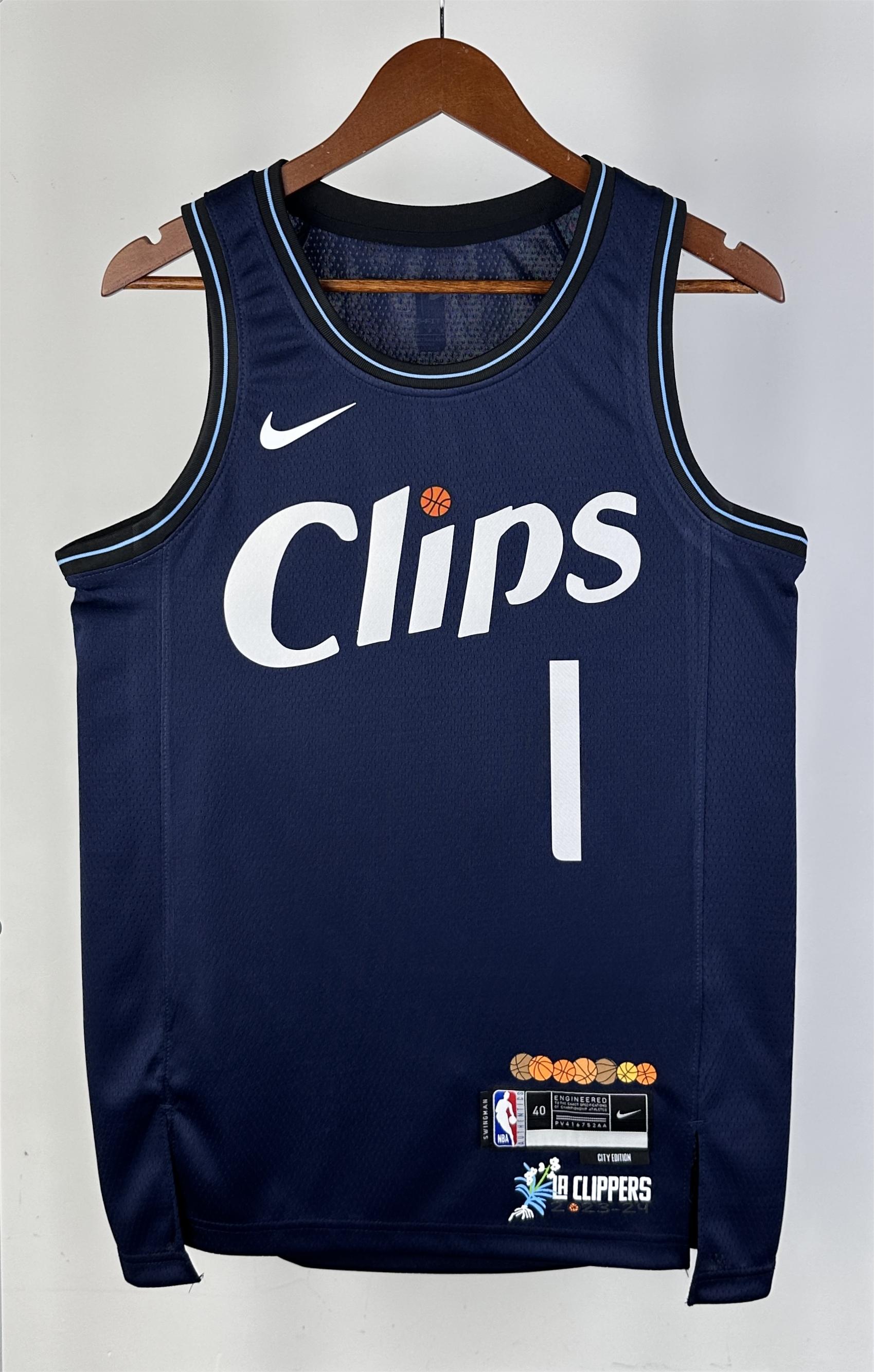 NBA Season 2024 Men Los Angeles Clippers Navy #1 HARDEN Jersey High Quality Name and Number Print - leoleo123123