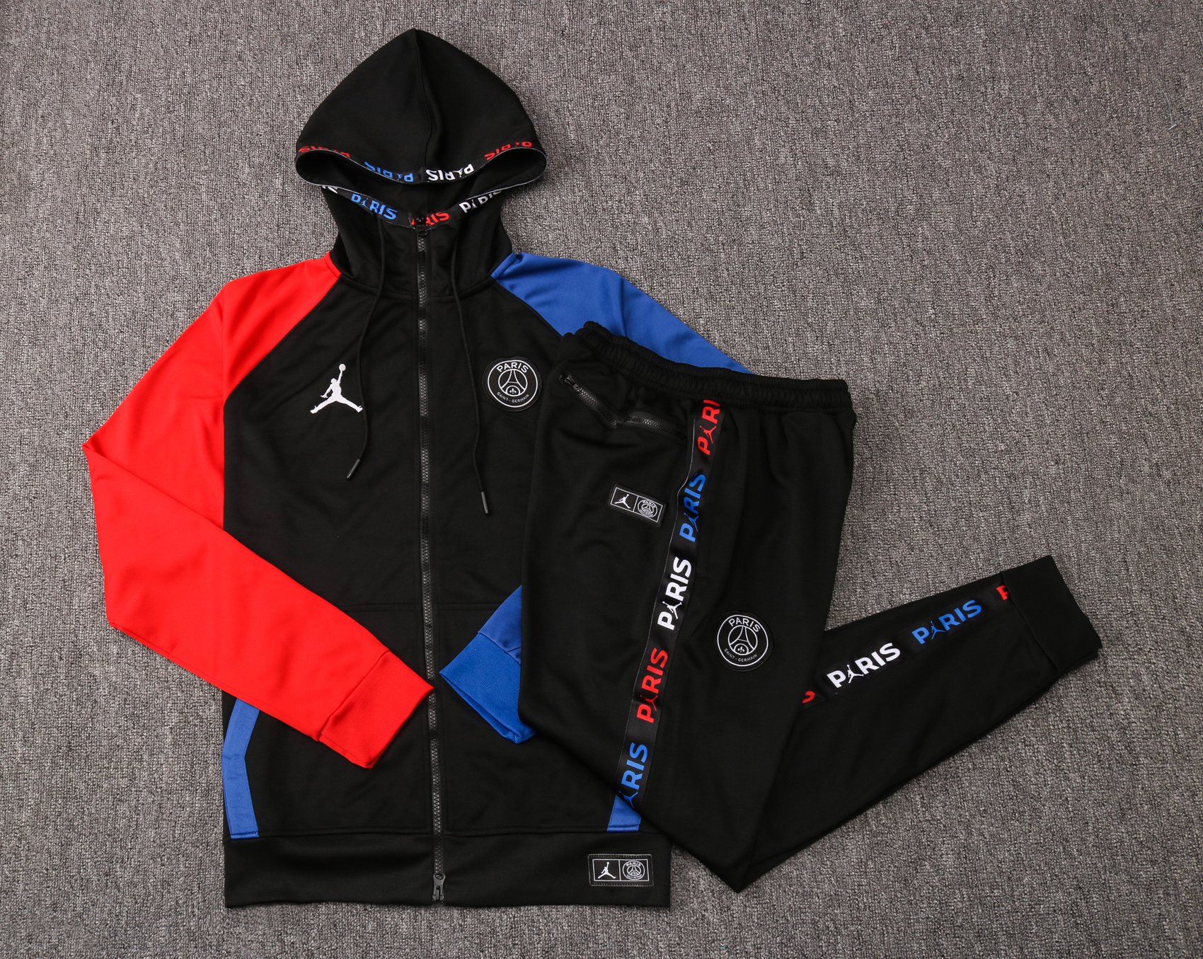 20-21 PSG Jordan Black Jacket Tracksuit with Cap Thai Quality - leoleo123123