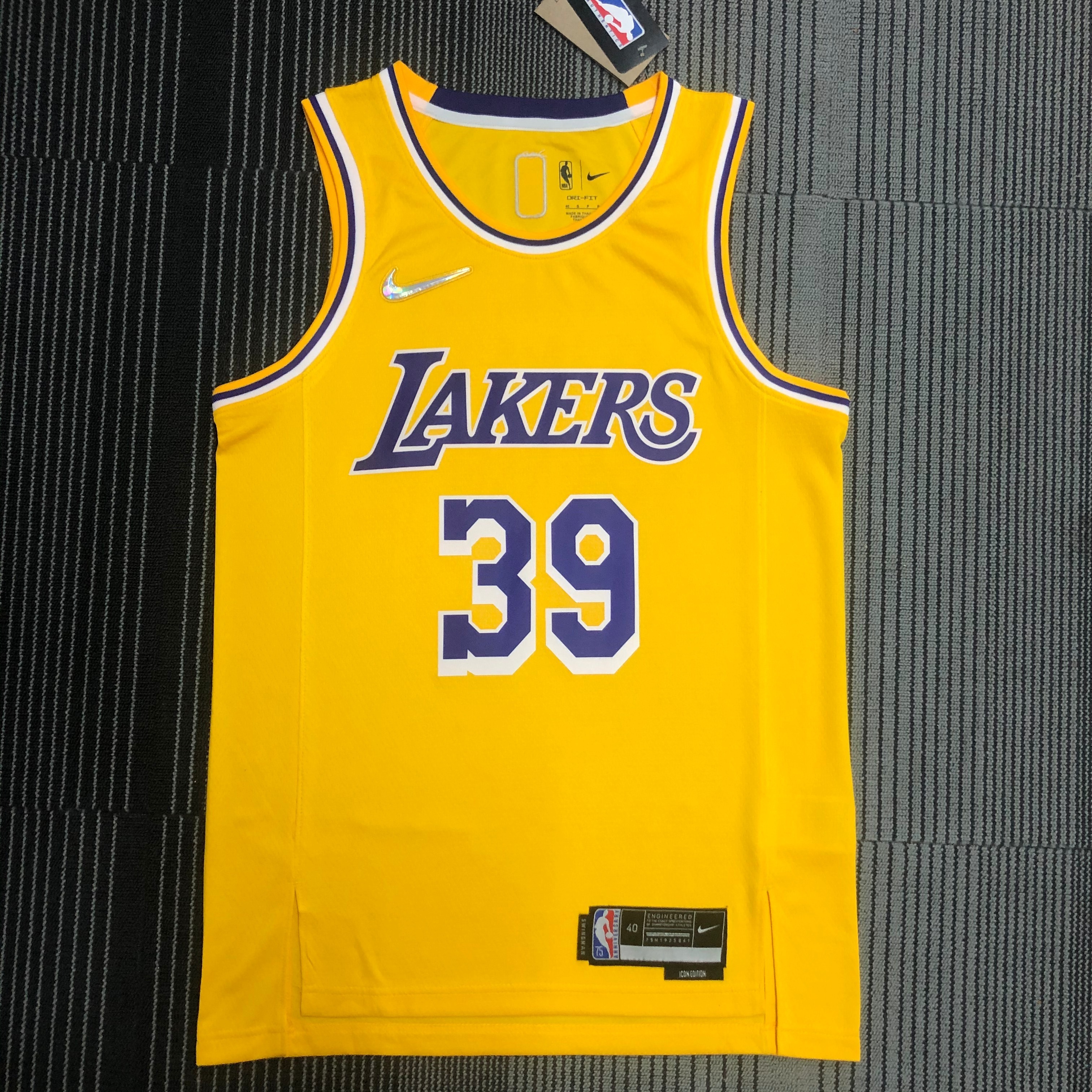 NBA 75th Anniversary Los Angeles Lakers Yellow Round Neck #39 HOWARD Jersey High Quality Name and Number Print - leoleo123123