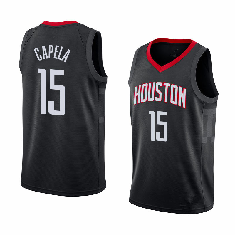 NBA Men Houston Rockets Black #15 CAPELA Jersey High Quality Name and Number Print - leoleo123123