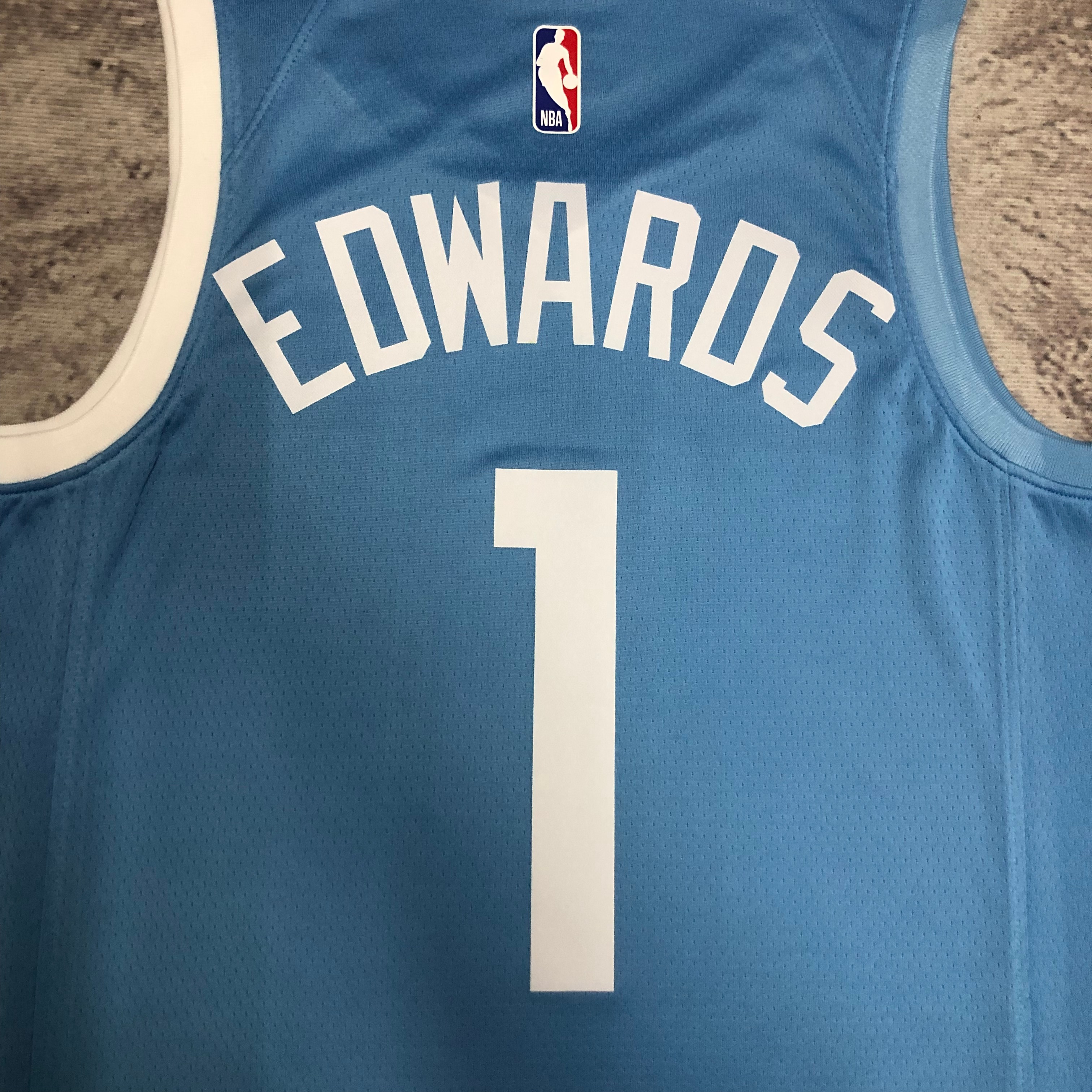 NBA Men Minnesota Timberwolves Sky Blue #1 EDWARDS Jersey High Quality Name and Number Print - leoleo123123