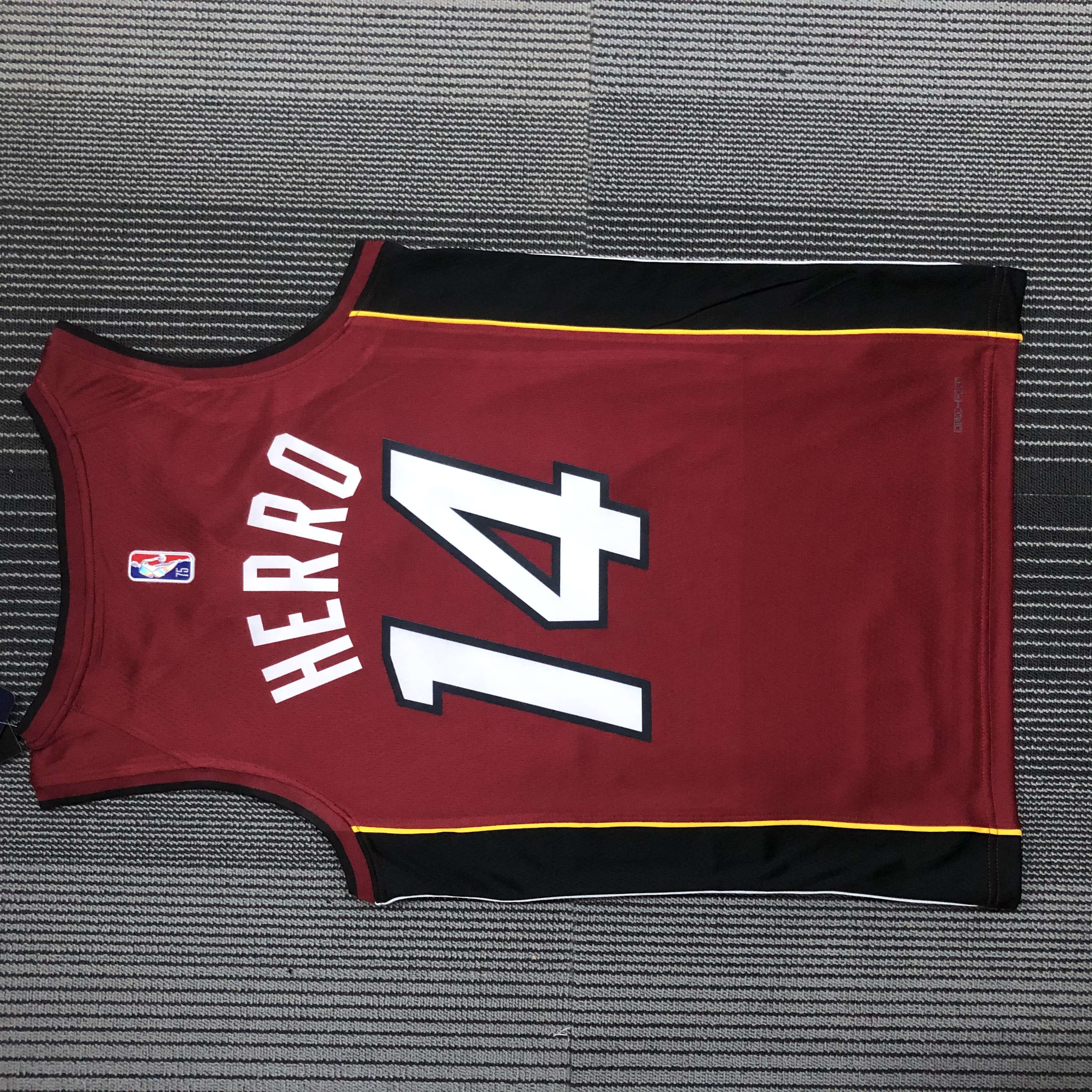 NBA Men 75th Anniversary Miami Heat Red #14 HERRO Jersey High Quality Name and Number Print - leoleo123123