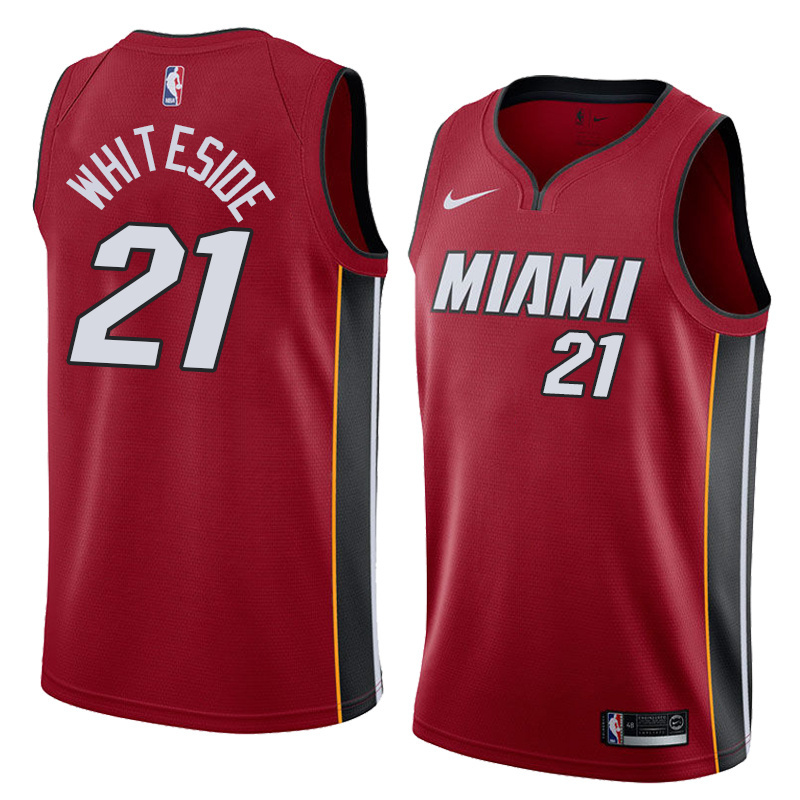 NBA Men Miami Heat Red #21 WHITESIDE Jersey High Quality Name and Number Print - leoleo123123