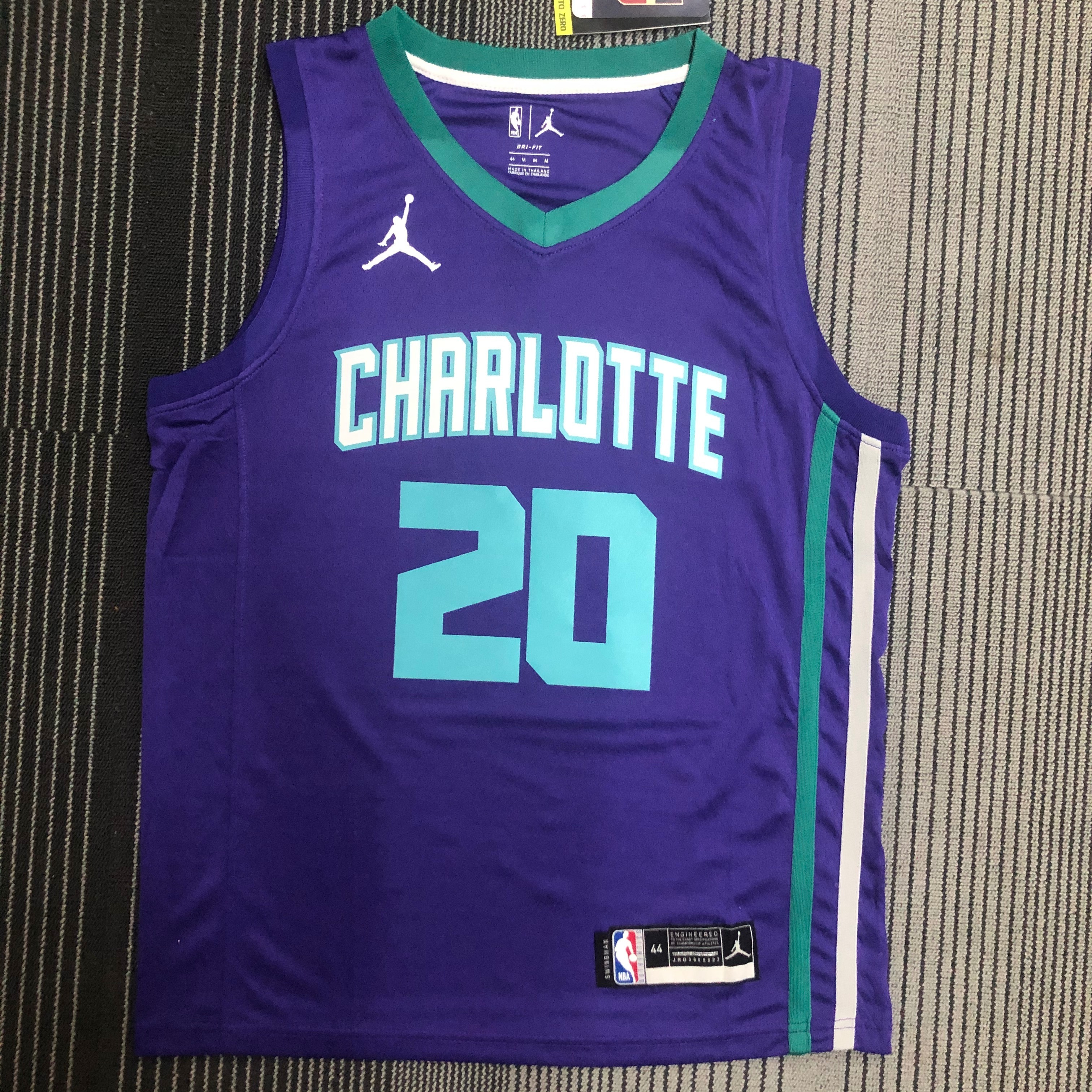 NBA Men New Season Charlotte Hornets #20 HAYWARD Purple Jersey High Quality Name and Number Print - leoleo123123