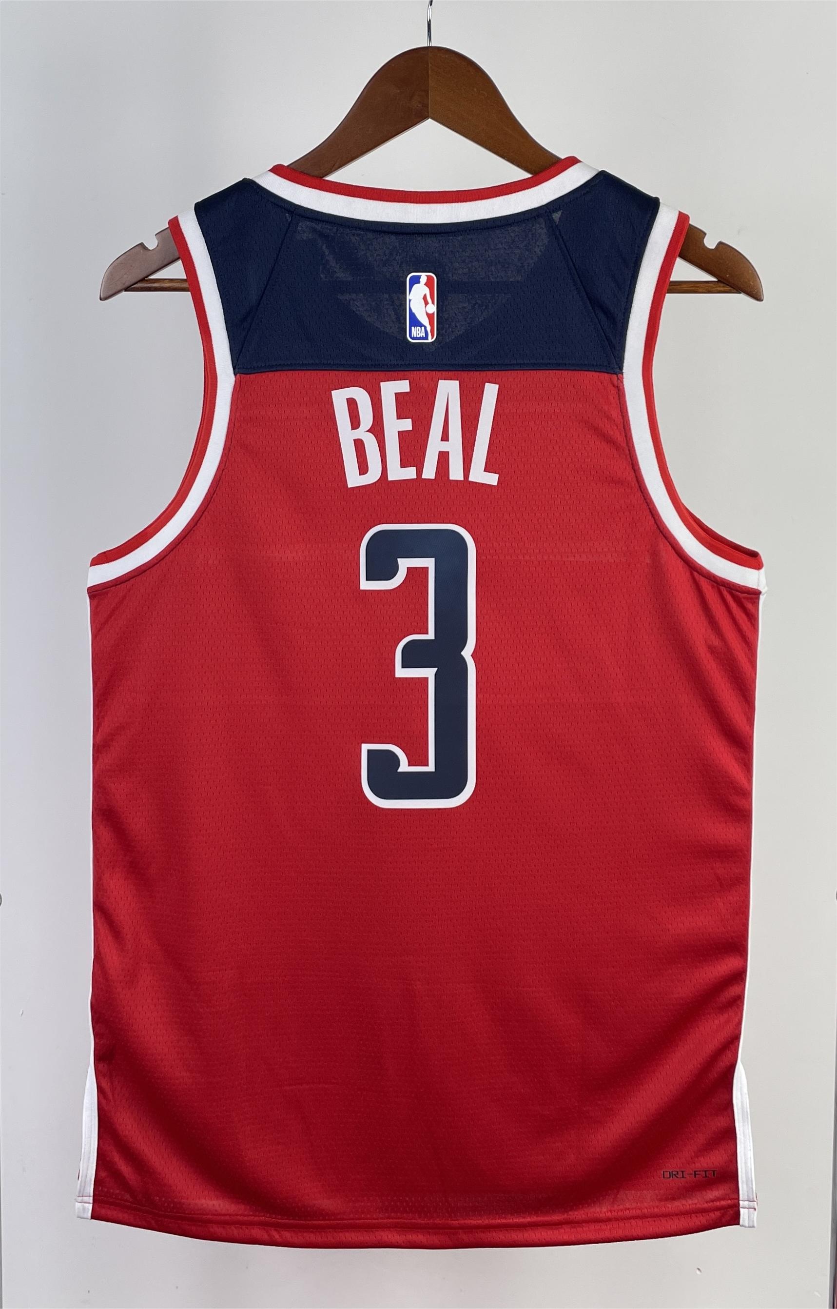 NBA Men 2023 Washington Wizards Red #3 BEAL Jersey High Quality Name and Number Print - leoleo123123