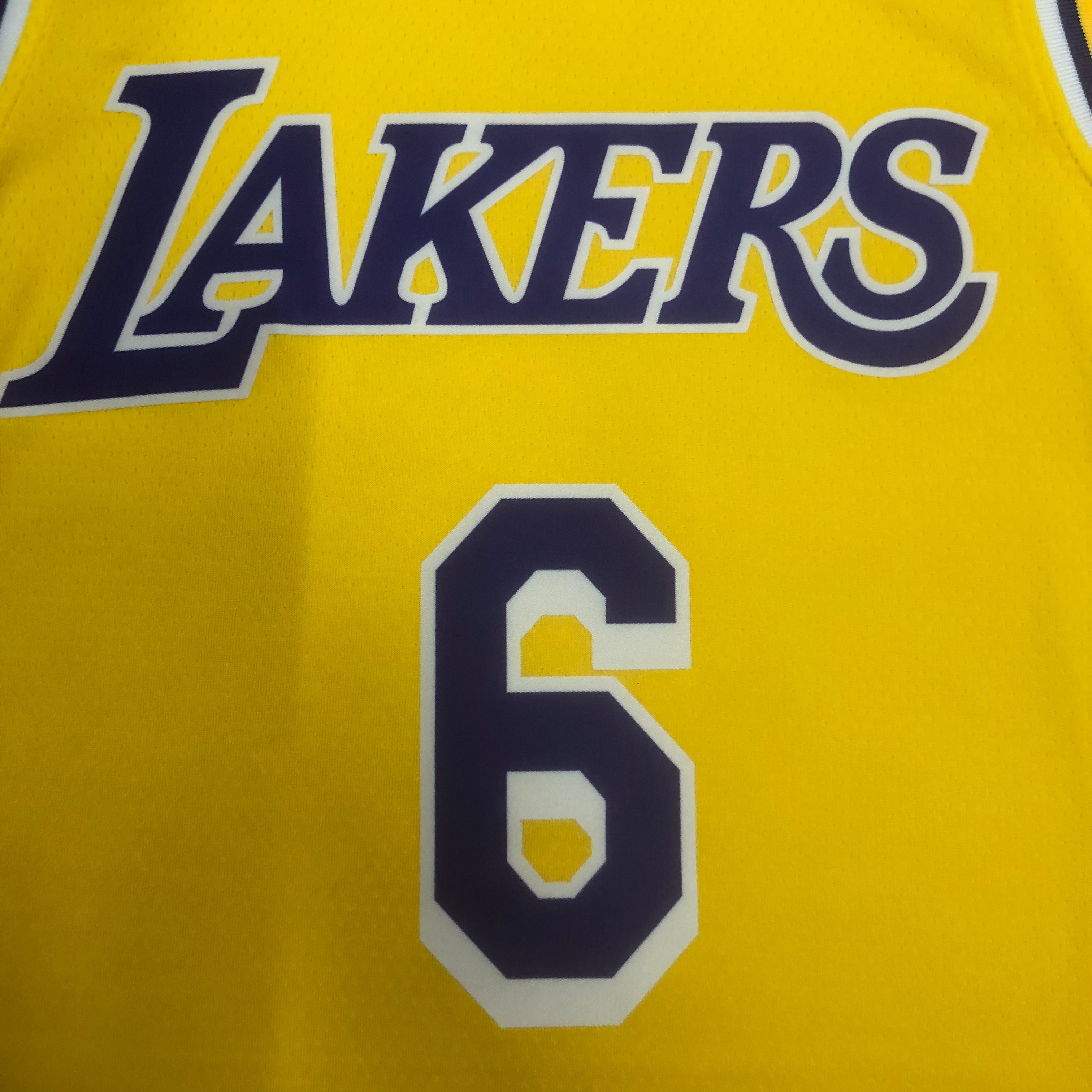 NBA Men Season 2023 Los Angeles Lakers Yellow #6 JAMES Jersey High Quality Name and Number Print - leoleo123123