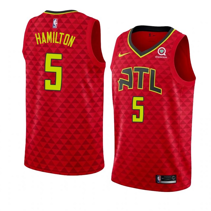 NBA Men Atlanta Hawks Red #5 HAMILTON Jersey High Quality Name and Number Print - leoleo123123