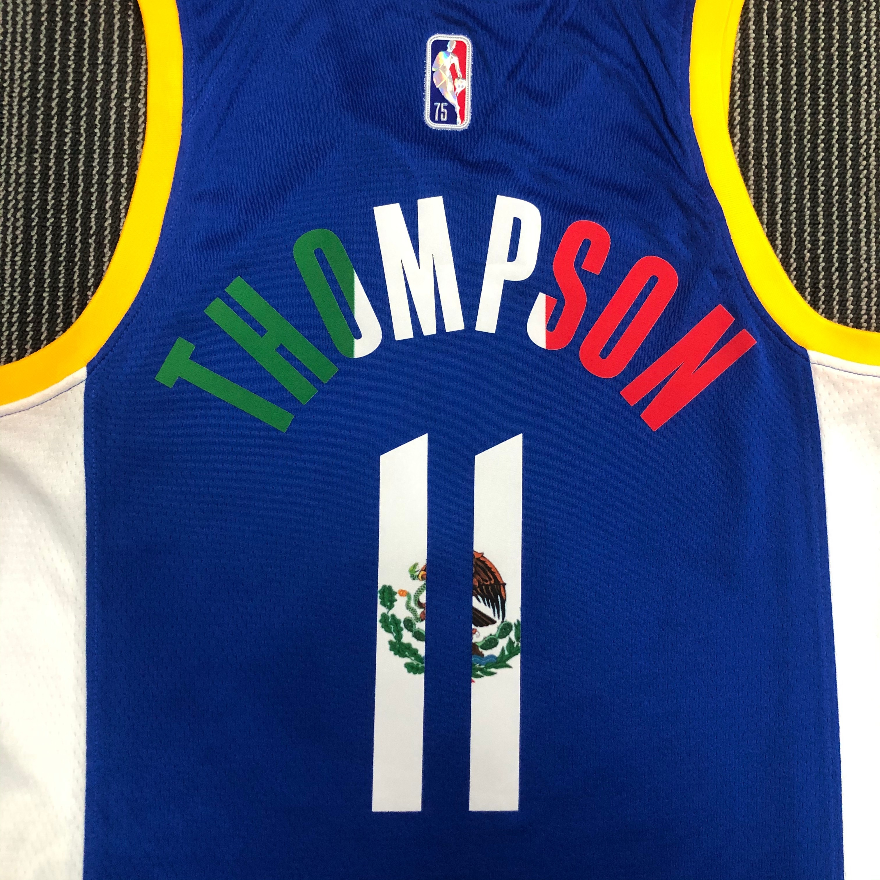 NBA Men 75th Anniversary Season 2022 Golden State Warriors Mexico Version Blue #11 THOMPSON Jersey High Quality Name and Number Print - leoleo123123