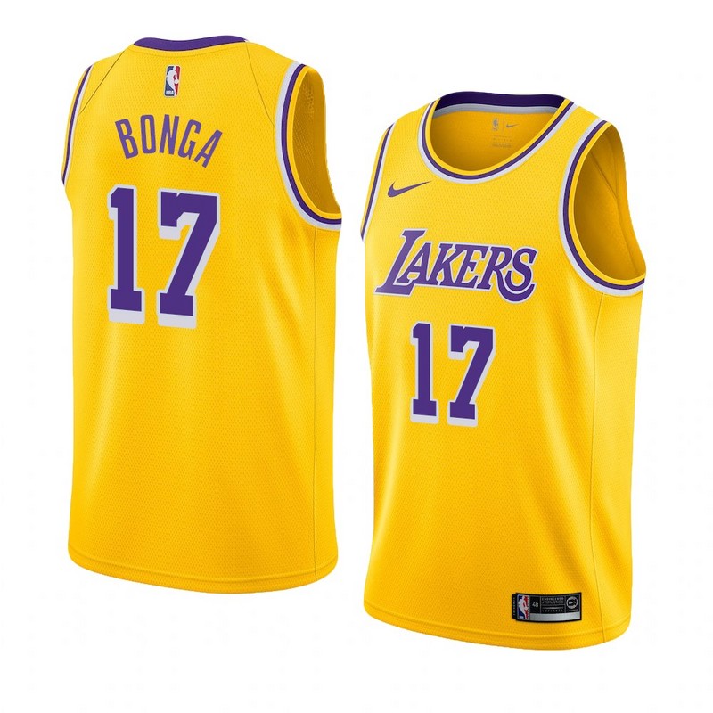 NBA Men Los Angeles Lakers Retro Yellow Round Neck #17 BONGA Jersey High Quality Name and Number Print - leoleo123123