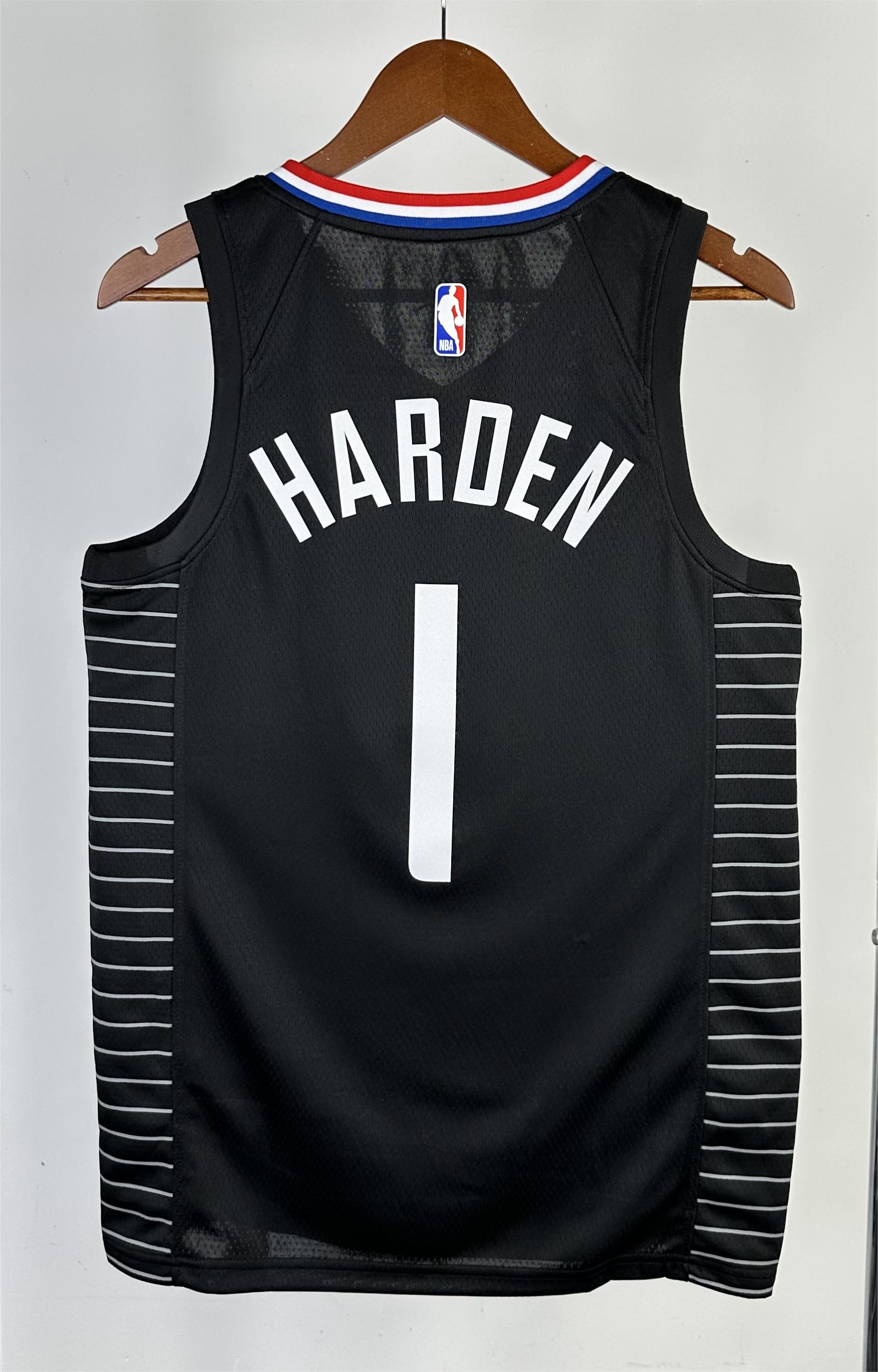 NBA Men Season 2021 Los Angeles Clippers Black City #1 HARDEN Jersey with Jordan Logo High Quality Name and Number Print - leoleo123123
