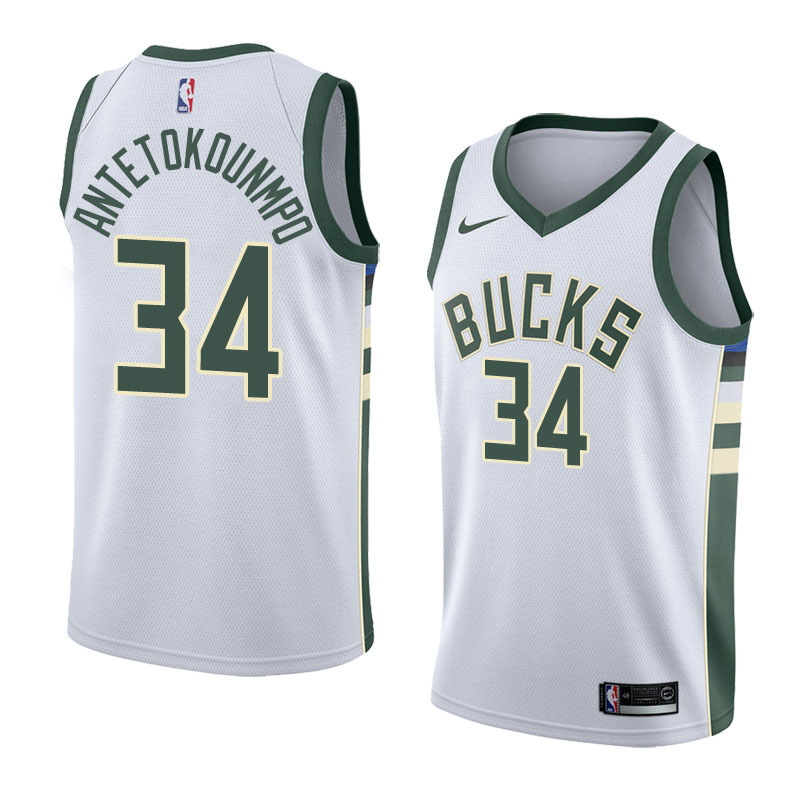 NBA Men Milwaukee Bucks White #34 ANTETOKOUNMPO Jersey High Quality Name and Number Print - leoleo123123