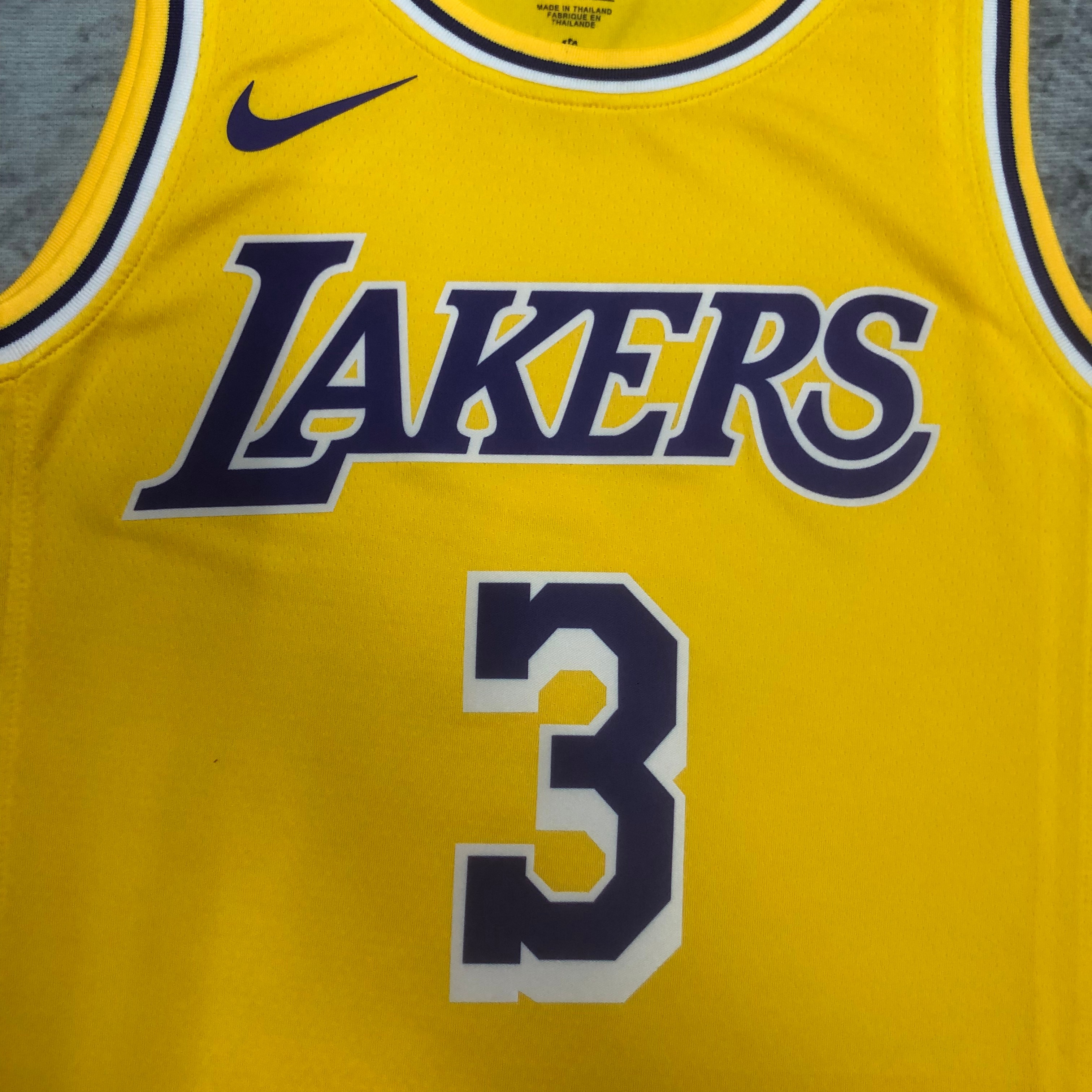 NBA Men Season 2023 Los Angeles Lakers Yellow #3 DAVIS Jersey High Quality Name and Number Print - leoleo123123