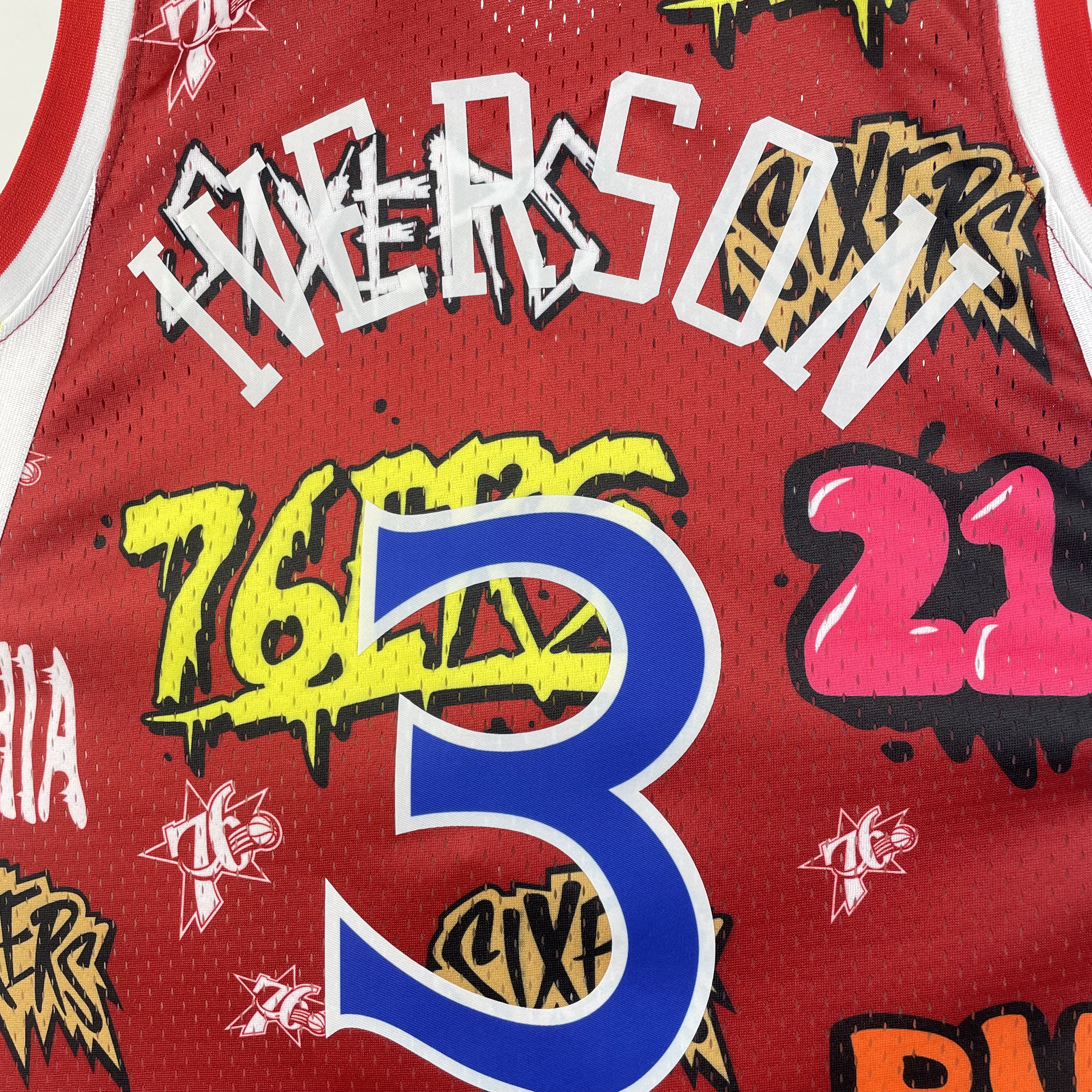 NBA Men 1996-97 Philadelphia 76ers Red #3 IVERSON Swingman Jersey - leoleo123123