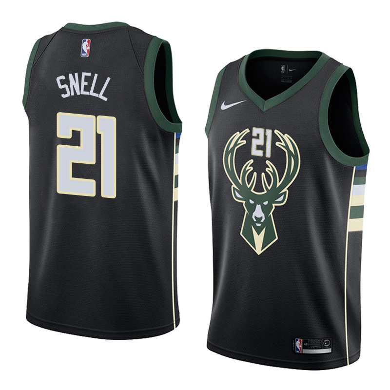 NBA Men Milwaukee Bucks Black #21 SNELL Jersey High Quality Name and Number Print - leoleo123123
