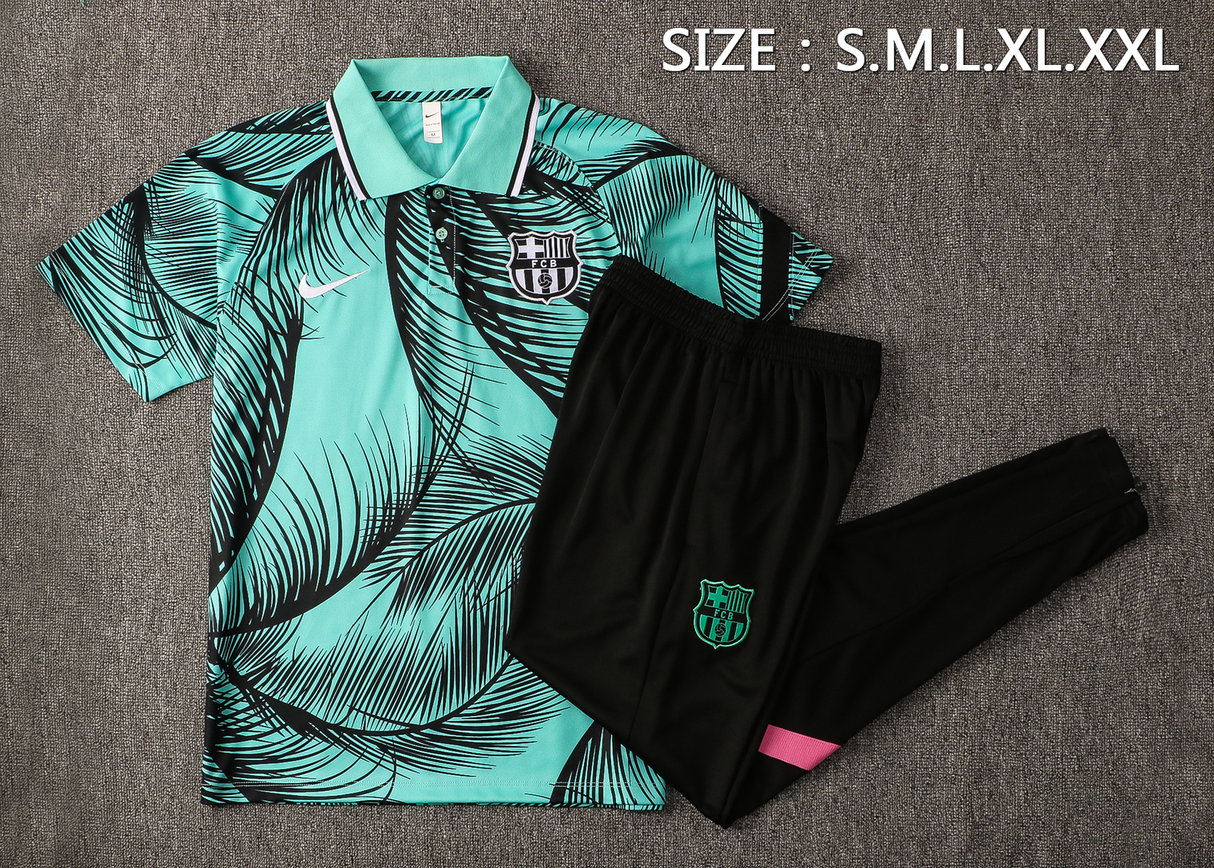 21-22 Barcelona Green Polo Training Tracksuit Thai Quality - leoleo123123