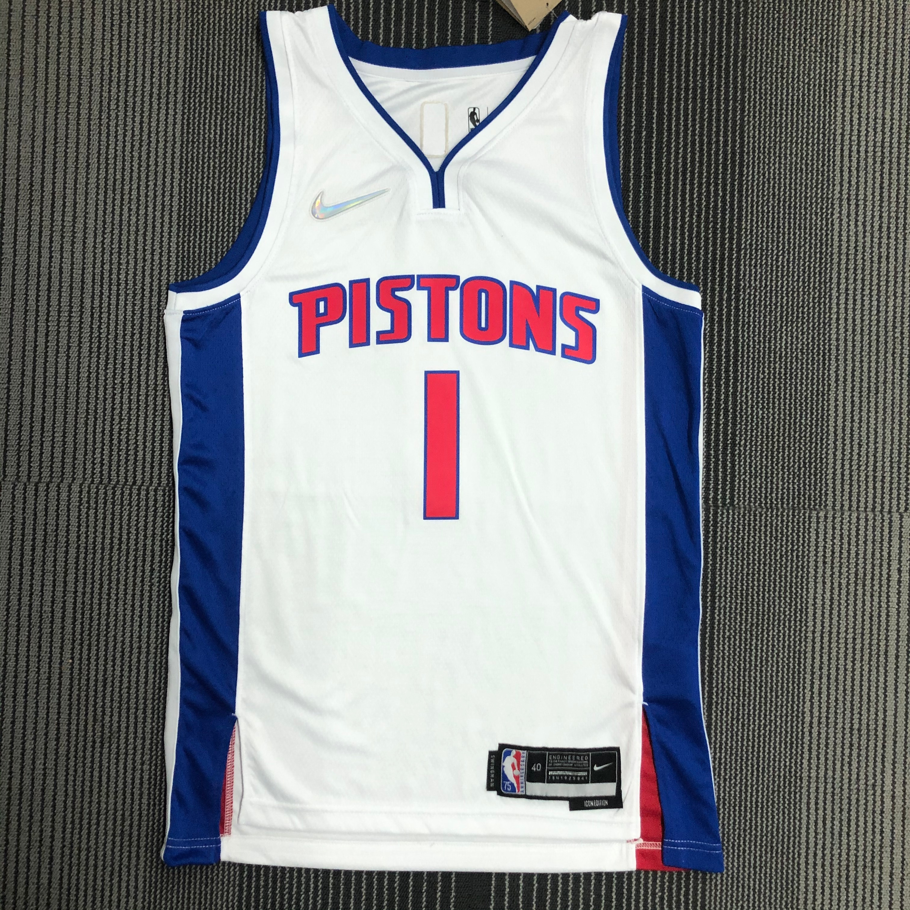 NBA 75th Anniversary Detroit Pistons White #1 IVERSON Jersey High Quality Name and Number Print - leoleo123123