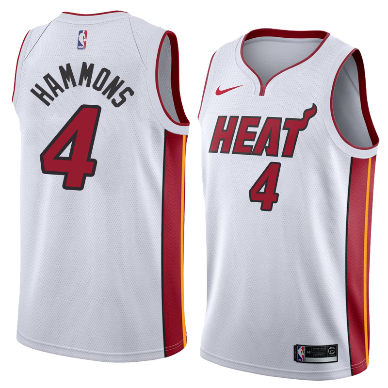 NBA Men Miami Heat White #4 HAMMONS Jersey High Quality Name and Number Print - leoleo123123