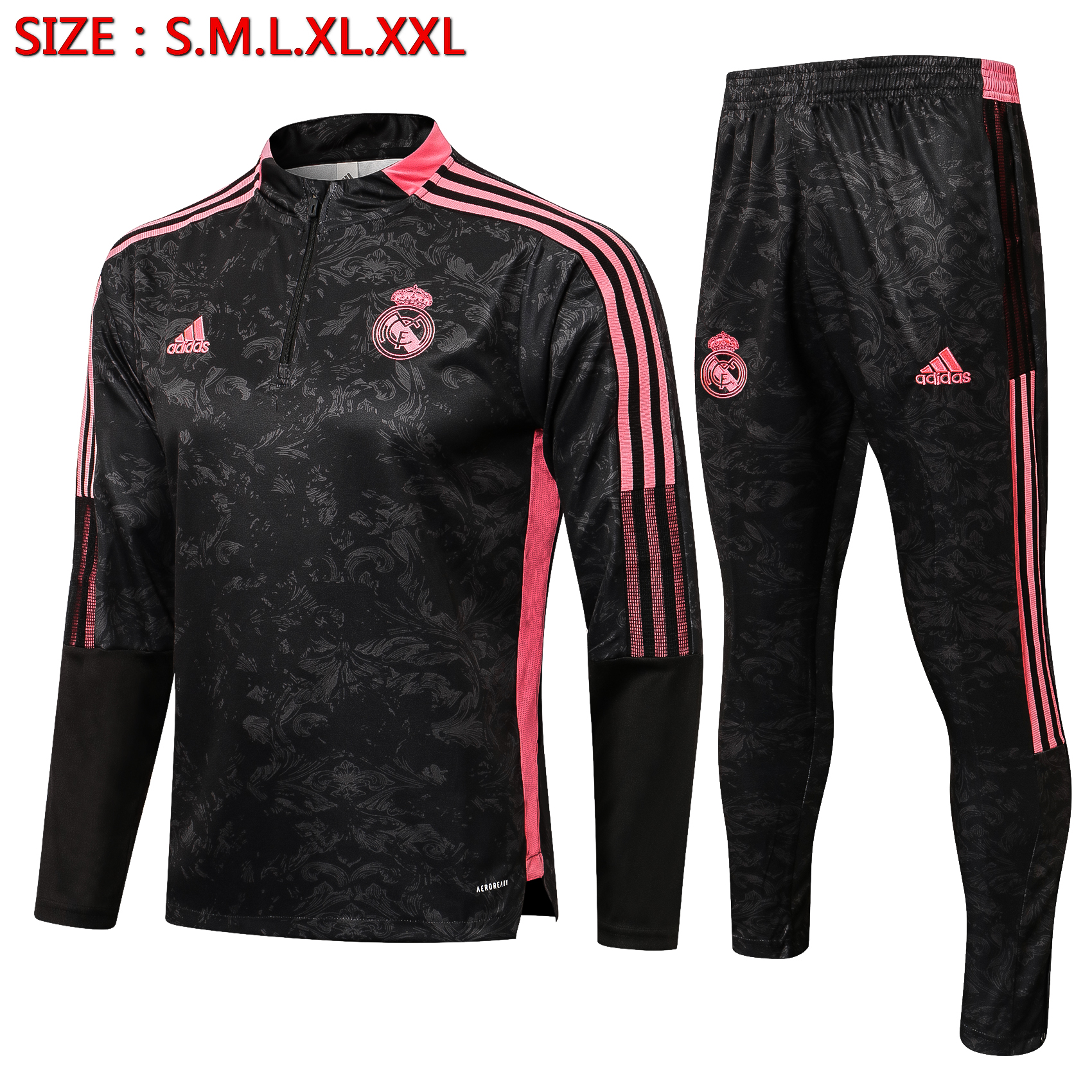 21-22 Real Madrid Black Sweater Tracksuit Thai Quality - leoleo123123