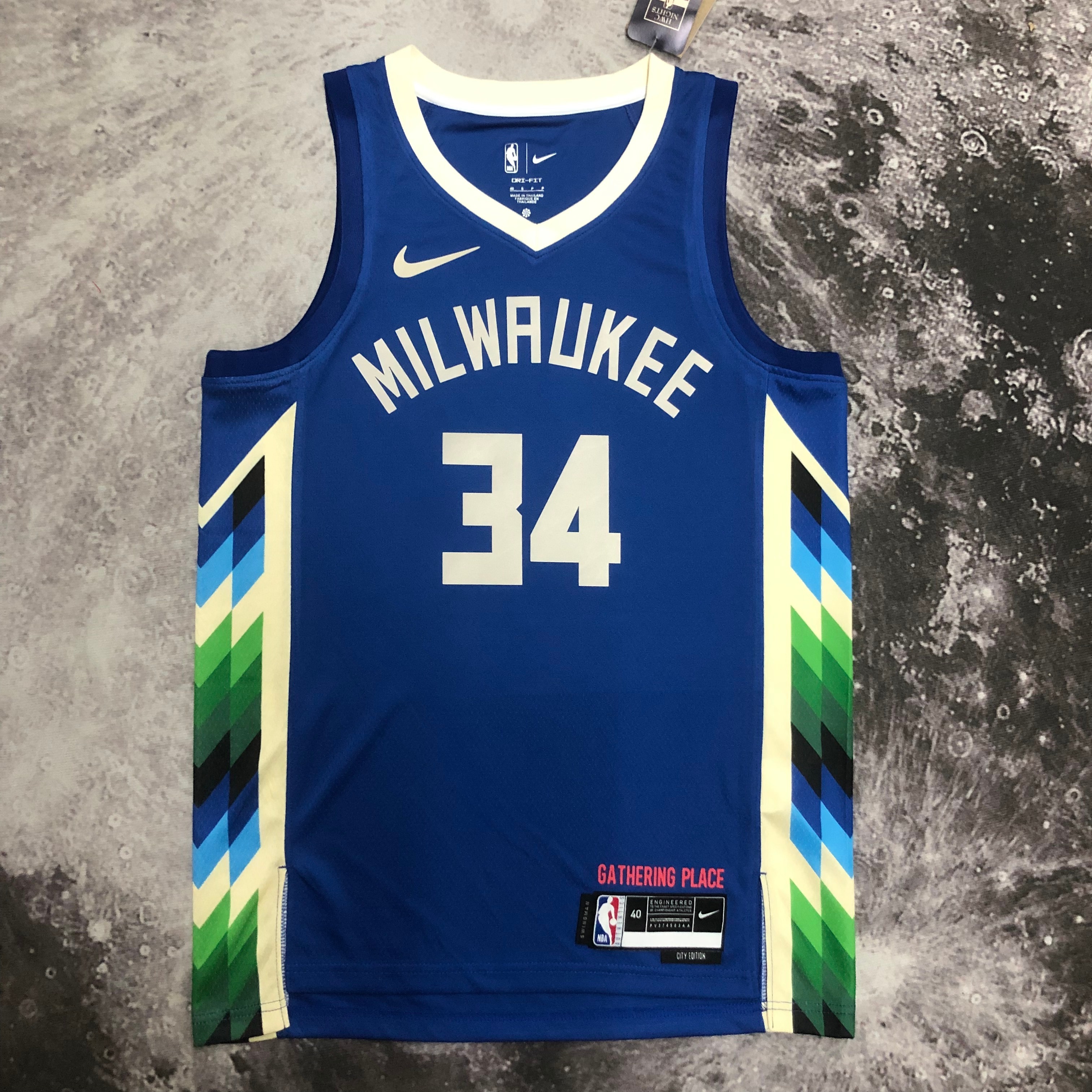 NBA Men 2023 Milwaukee Bucks Blue #34 ANTETOKOUNMPO Jersey High Quality Name and Number Print - leoleo123123