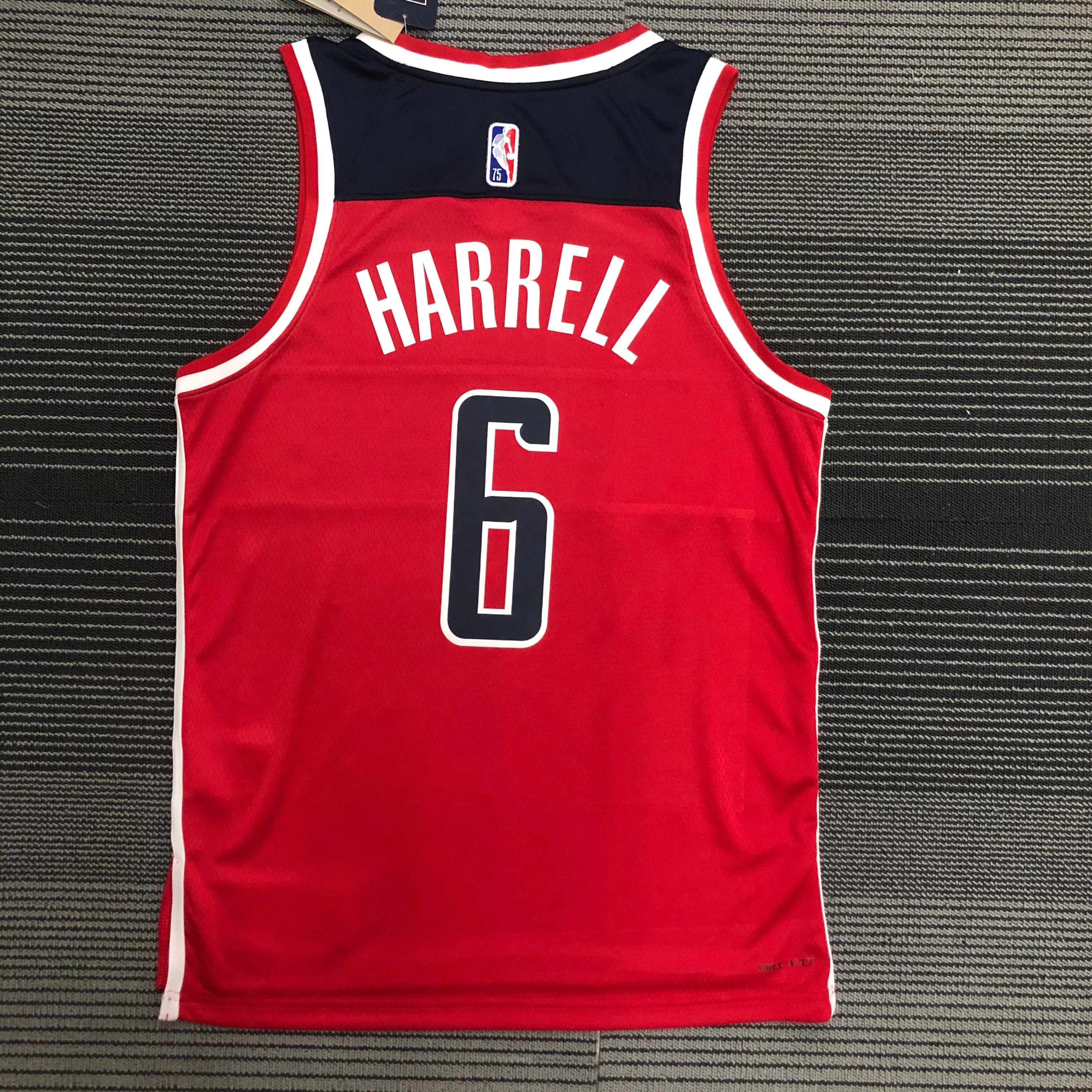 NBA 75th Anniversary Men Washington Wizards Red #6 HARRELL Jersey High Quality Name and Number Print - leoleo123123