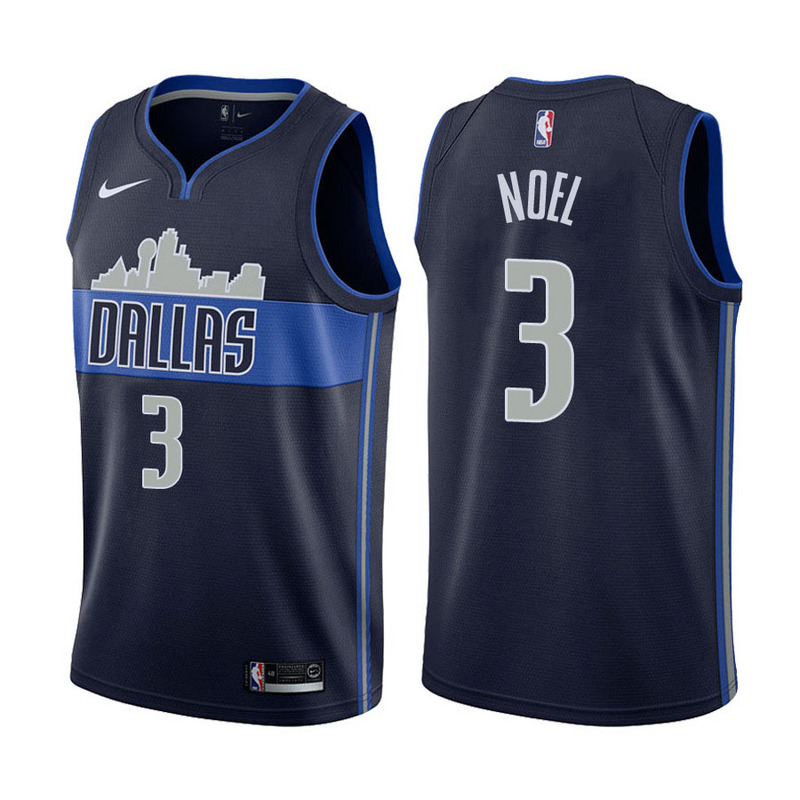 NBA Men Dallas Mavericks Dark Blue with Snow Mountain #3 NOEL Jersey High Quality Name and Number Print - leoleo123123