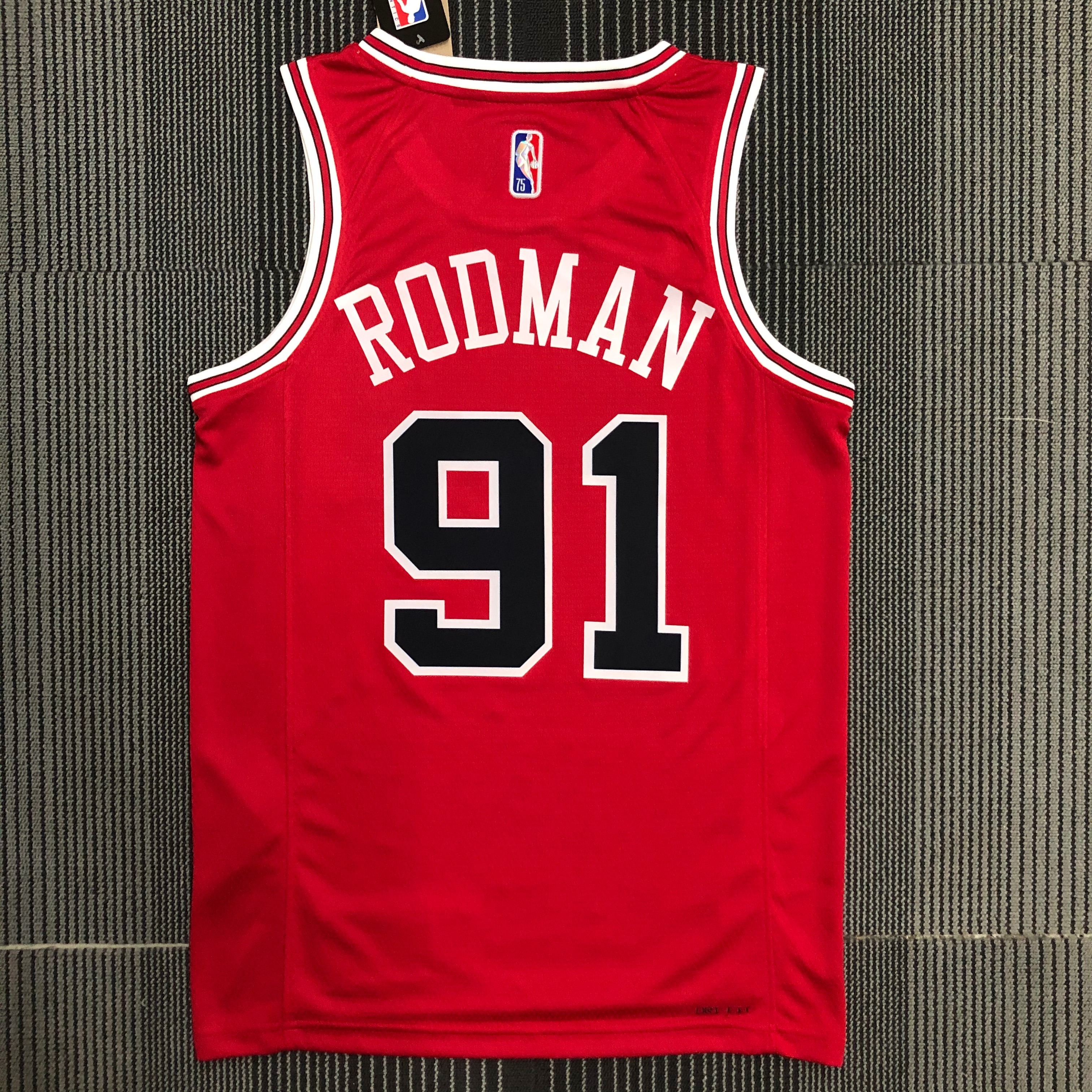 NBA Men 75th Anniversary Chicago Bulls Red #91 RODMAN Jersey High Quality Name and Number Print - leoleo123123