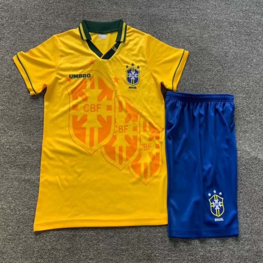1994 Brazil Home Retro Kids Jersey - leoleo123123
