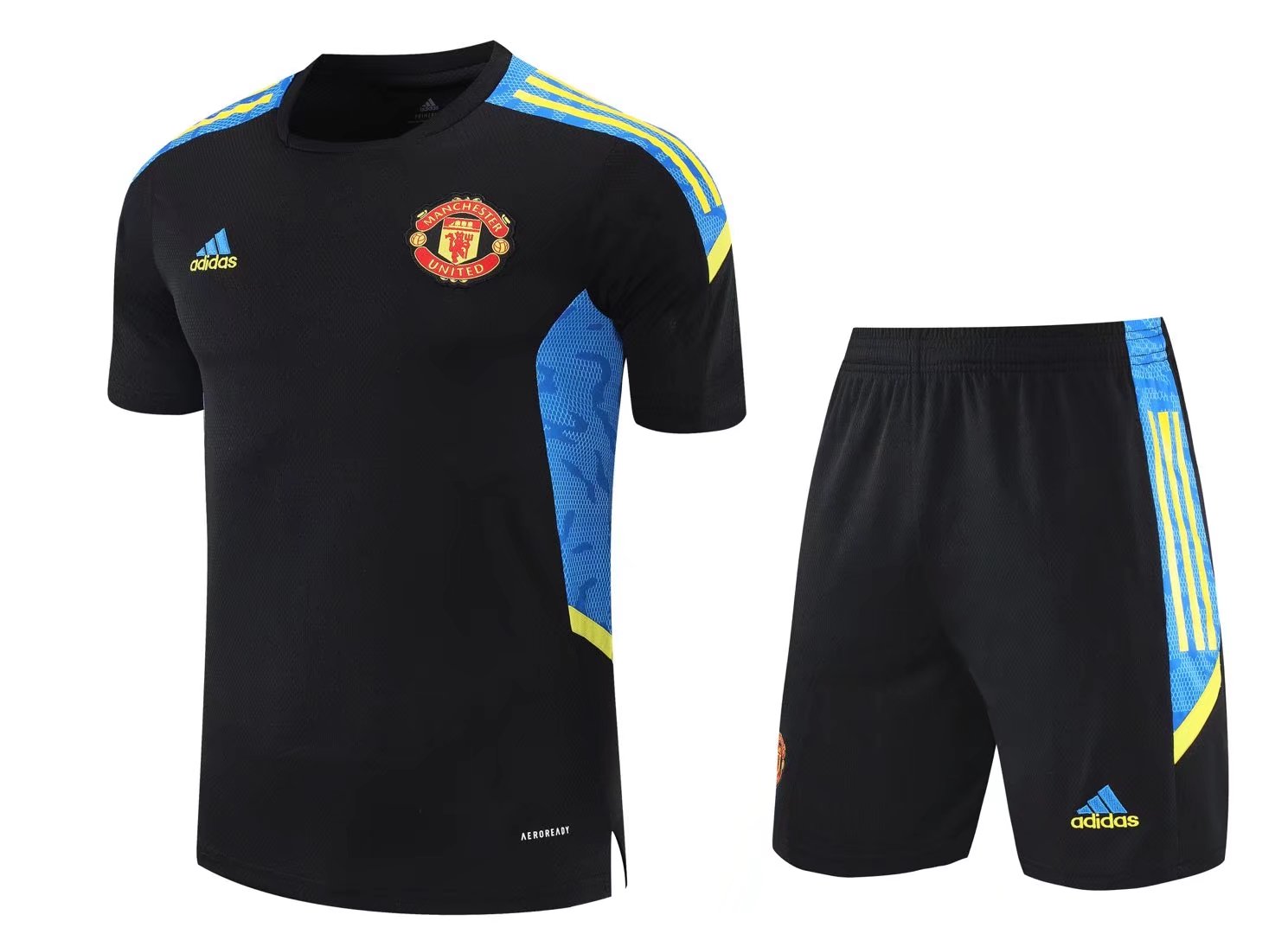 21/22 Manchester United Black Training Set--Short sleeve and Short Pant Training Tracksuit - leoleo123123