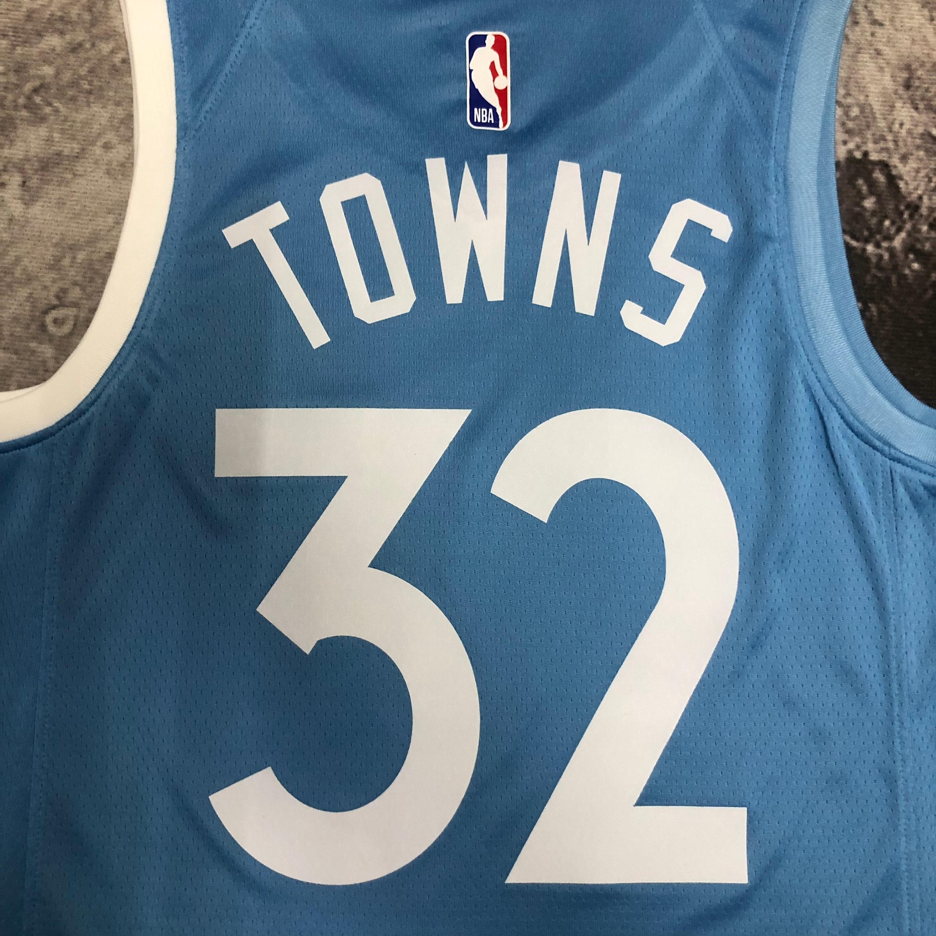 NBA Men Minnesota Timberwolves Sky Blue #32 TOWNS Jersey High Quality Name and Number Print - leoleo123123