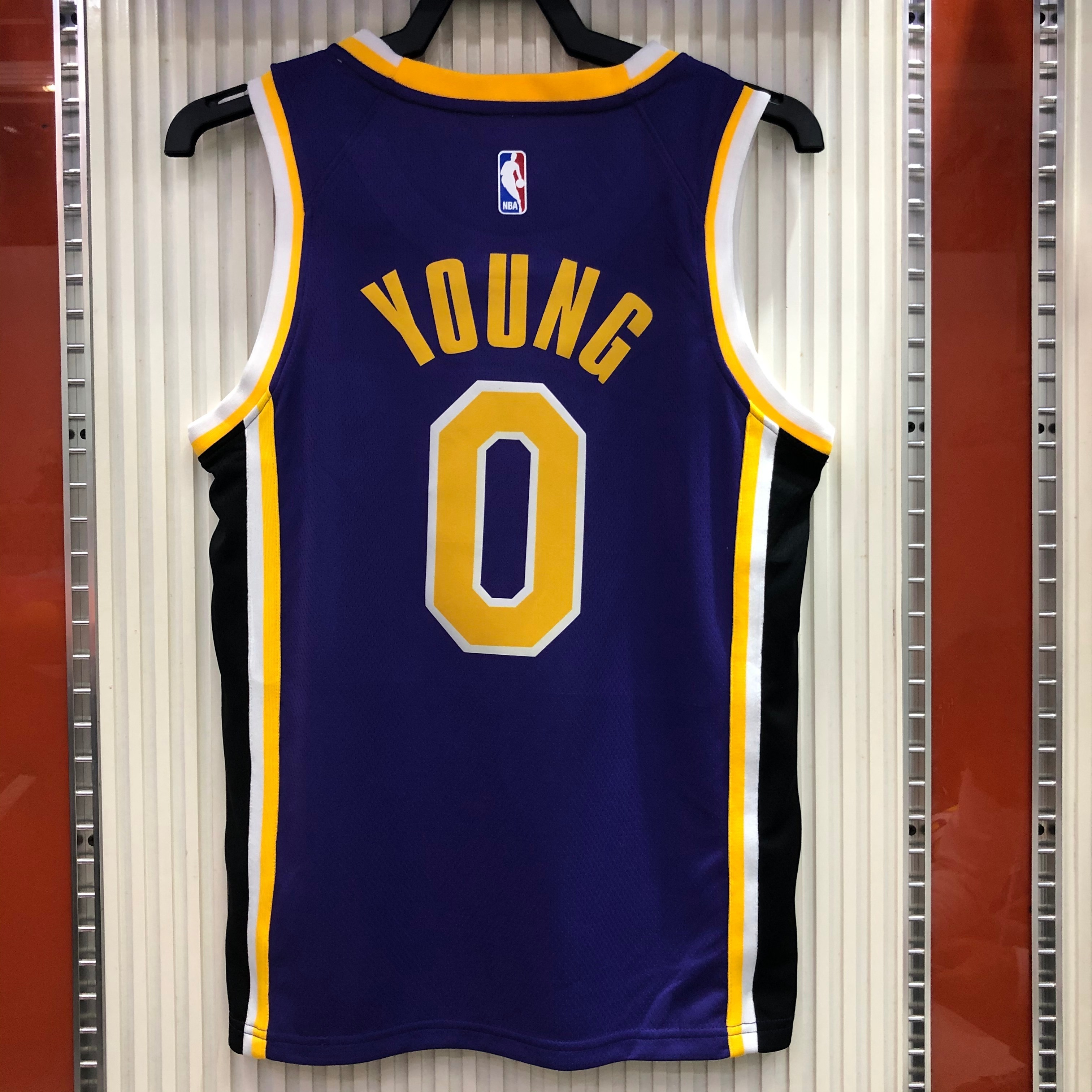 NBA Men Season 2021 Los Angeles Lakers #0 YOUNG Purple Round Neck with Jordan logo Jersey High Quality Name and Number Print - leoleo123123