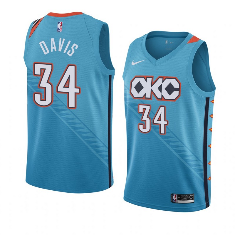 NBA Men Oklahoma City Thunder Light Blue #34 DAVIS Jersey High Quality Name and Number Print - leoleo123123