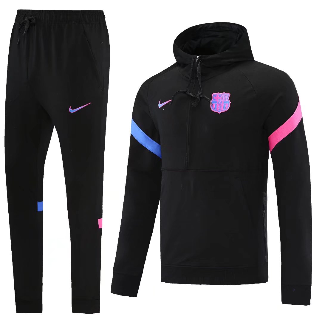 21/22 Barcelona Black Jacket Tracksuit with Cap Thai Quality - leoleo123123