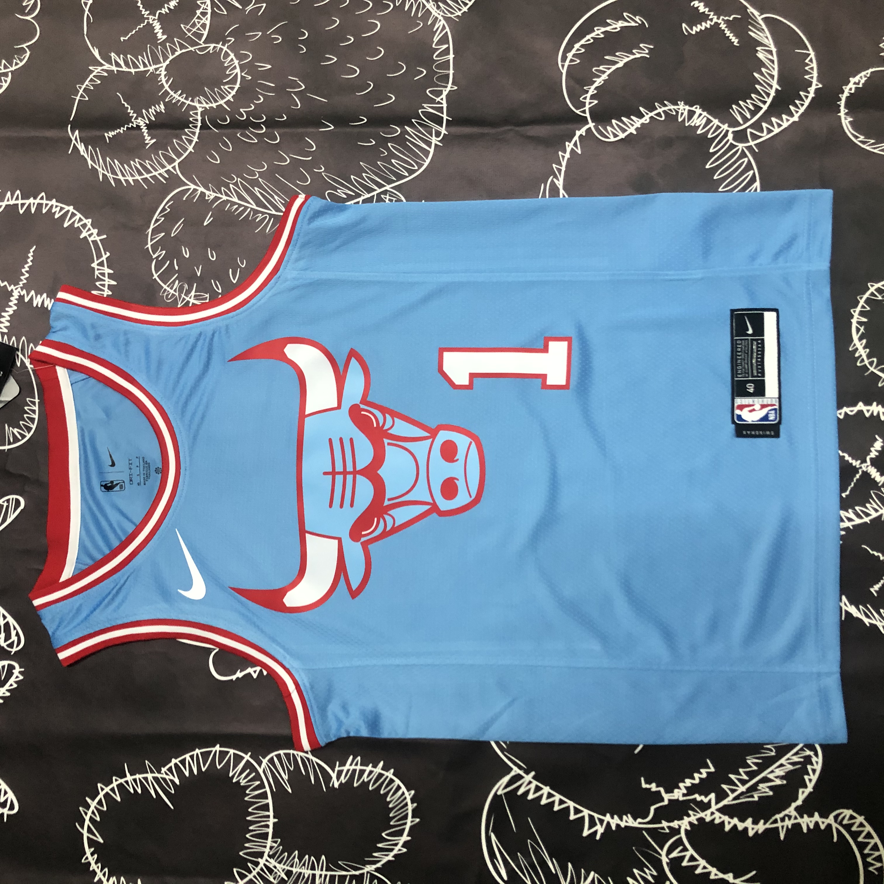 NBA Men Chicago Bulls Blue #1 ROSE Jersey High Quality Name and Number Print - leoleo123123